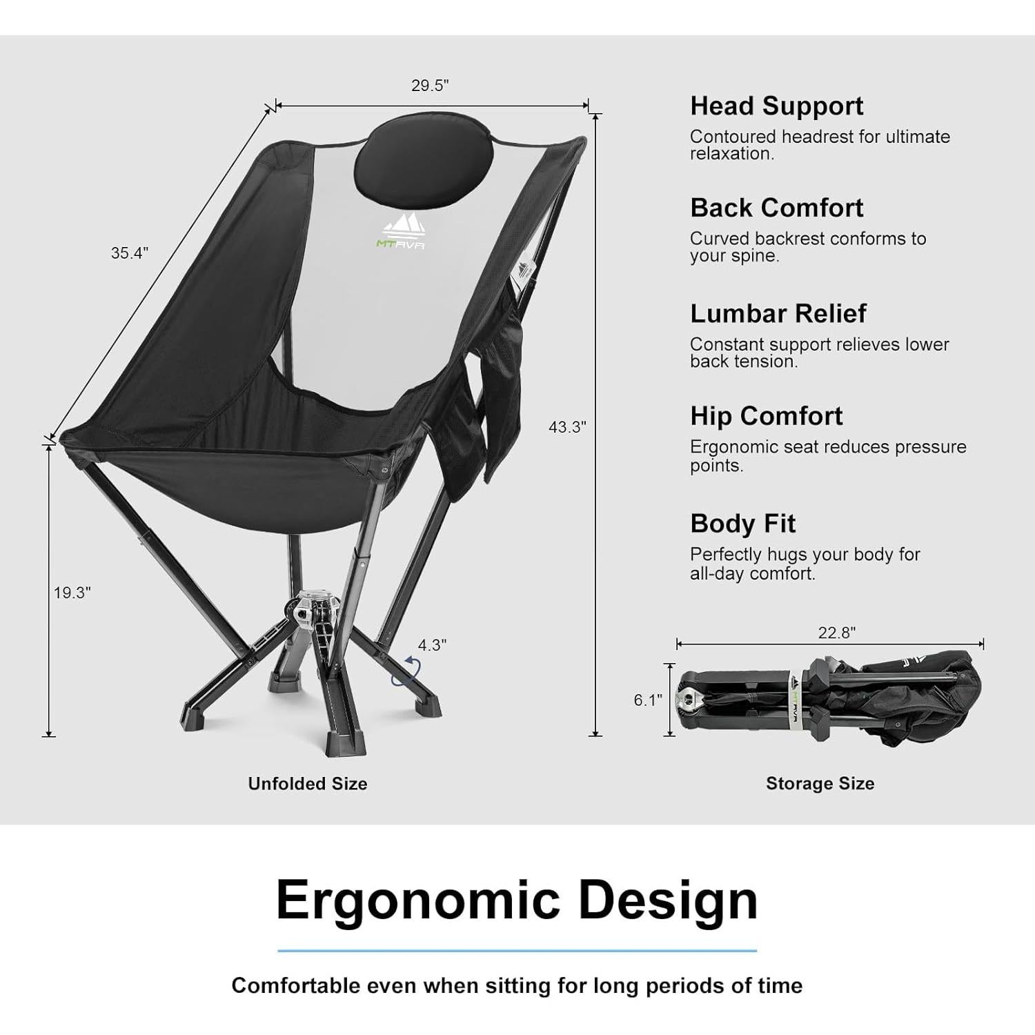 Silla de Camping Plegable MTRVR Alta Resistencia 272 KG