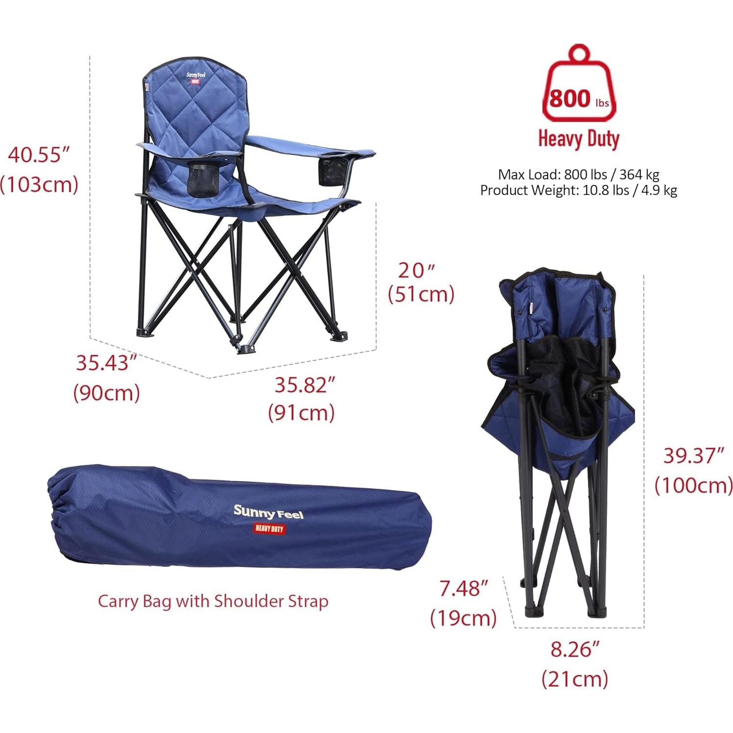 Silla de Camping Plegable SUNNYFEEL XXL 800 LBS Azul Marino