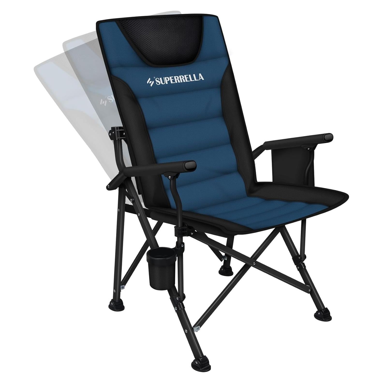 Silla de Camping Plegable Superrella con Respaldo Alto y Portavasos
