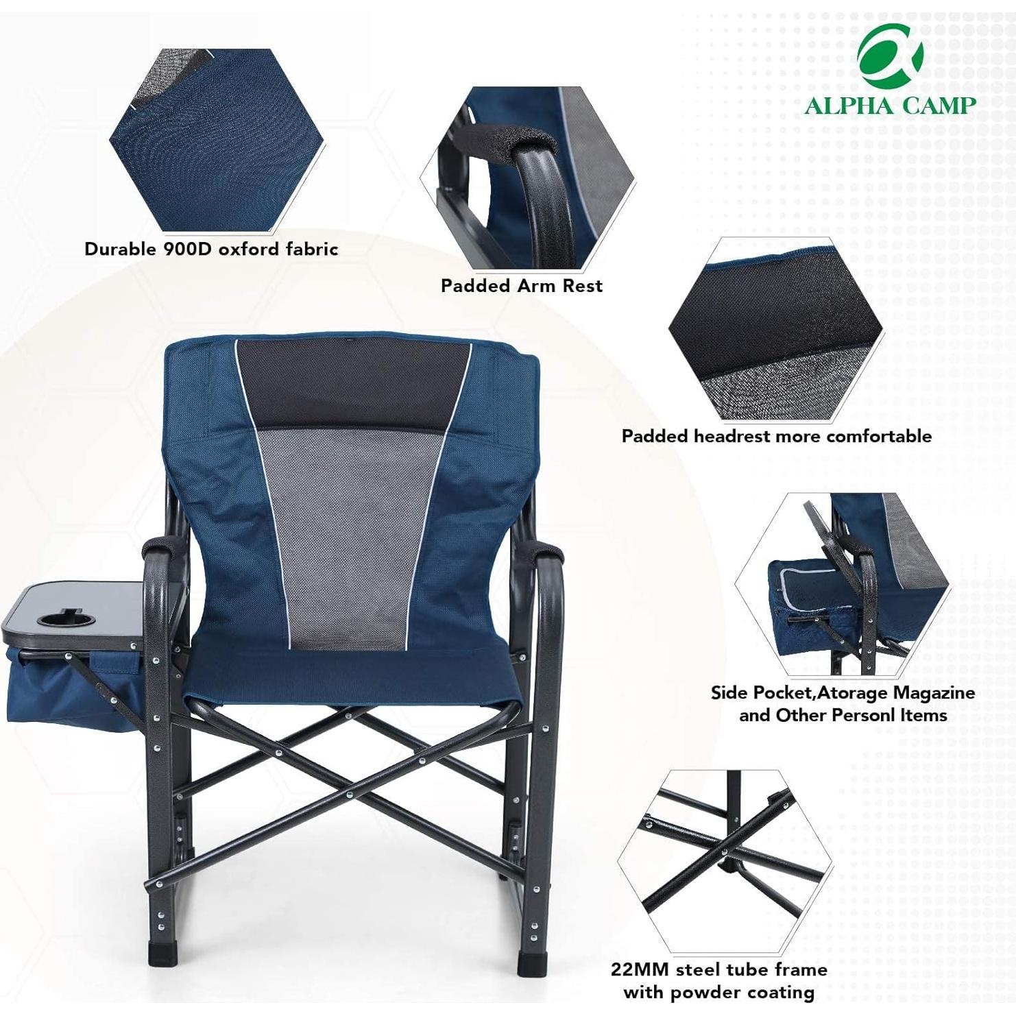 Silla de Director Plegable ALPHA CAMP Azul Respaldo Bajo