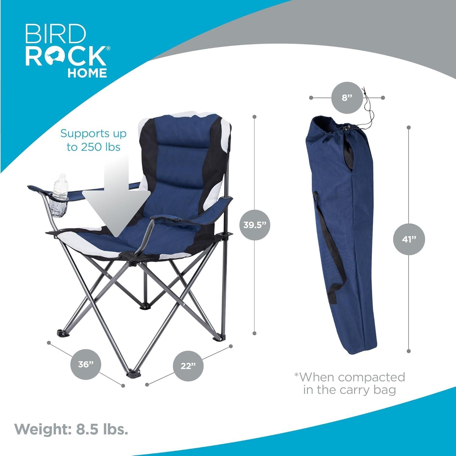 Silla Plegable de Camping Acolchada Internet's Best - Azul Marino