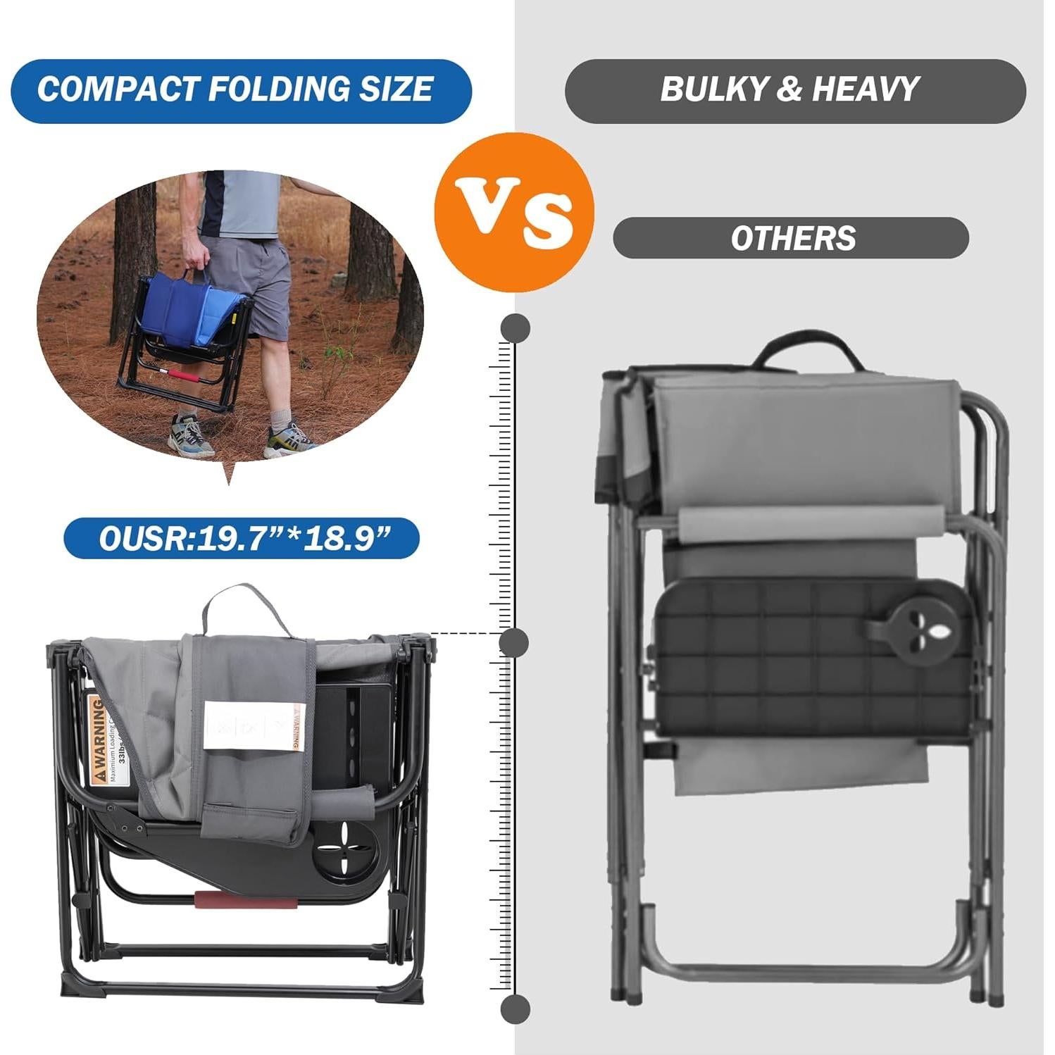 Silla de Camping Plegable OuterSpa con Mesa Lateral Azul
