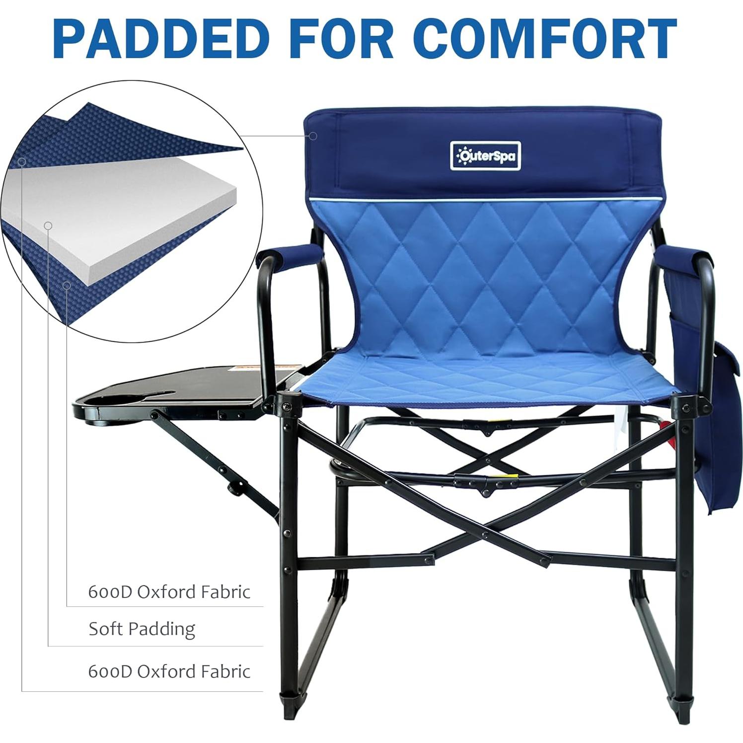 Silla de Camping Plegable OuterSpa con Mesa Lateral Azul