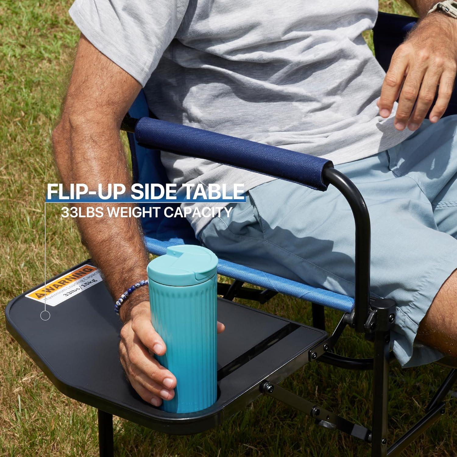 Silla de Camping Plegable OuterSpa con Mesa Lateral Azul