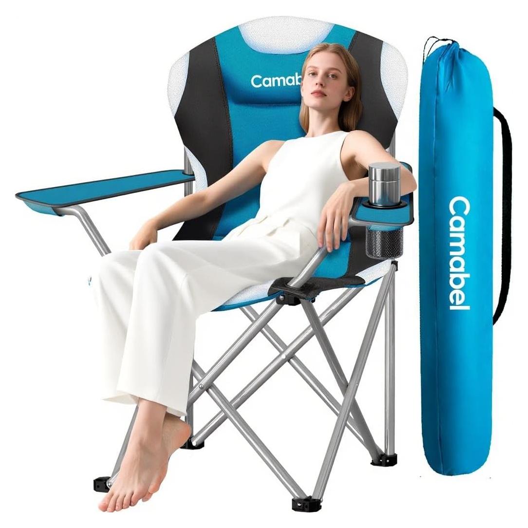 Silla de Camping Plegable Camabel Azul 400 kg con Cojín