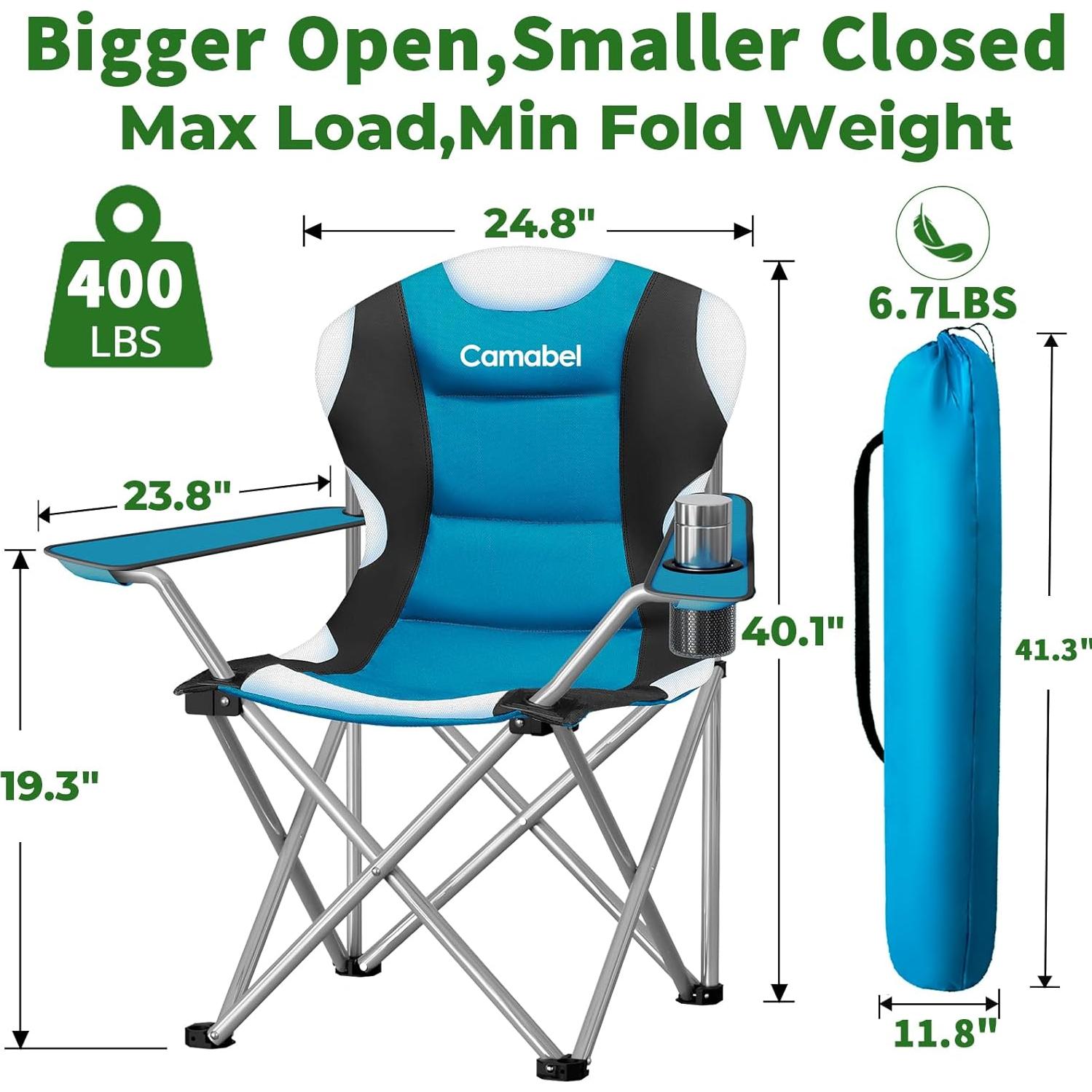 Silla de Camping Plegable Camabel Azul 400 kg con Cojín