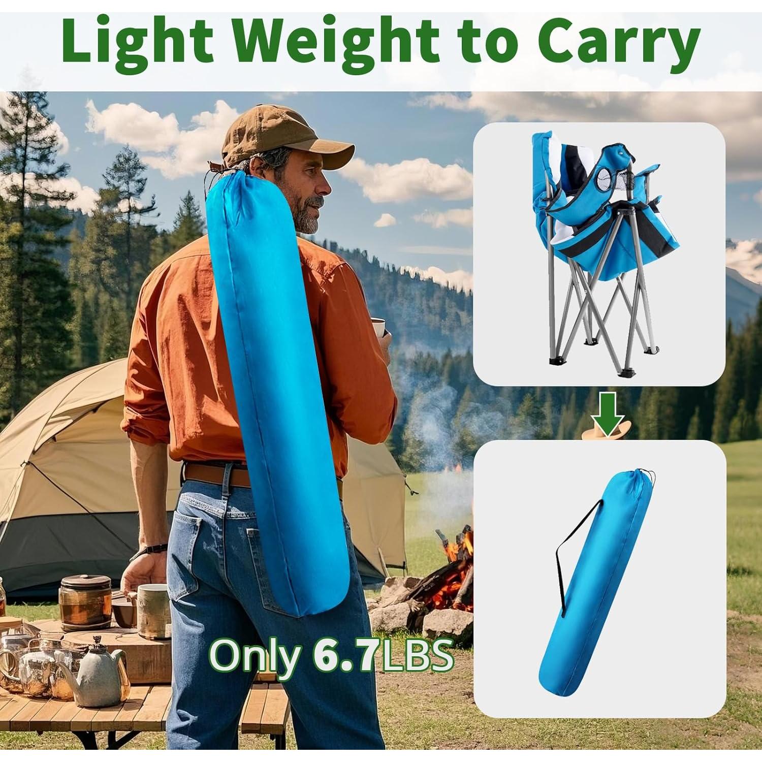 Silla de Camping Plegable Camabel Azul 400 kg con Cojín