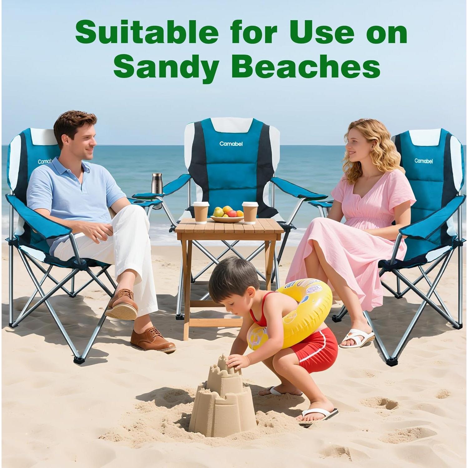 Silla de Camping Plegable Camabel Azul 400 kg con Cojín