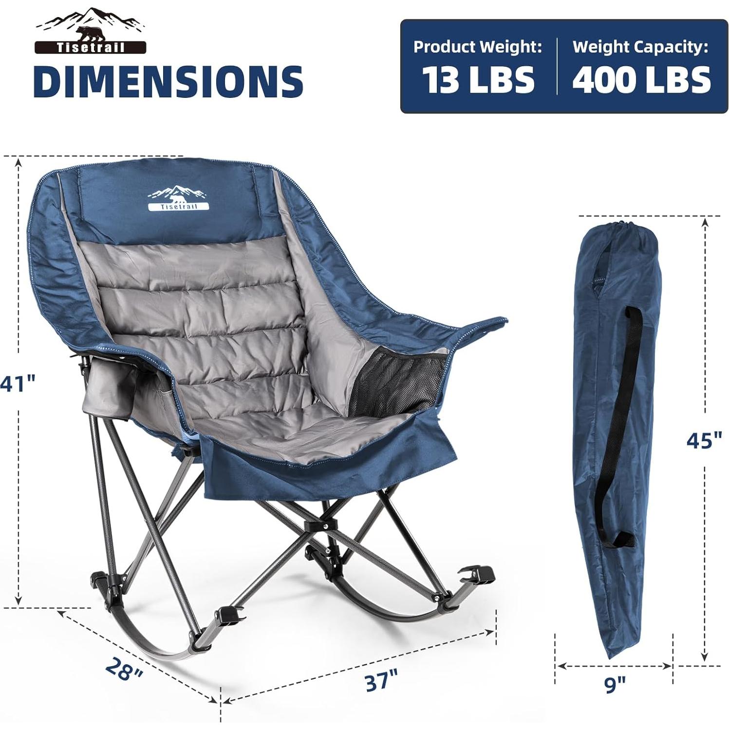 Silla de Camping Tisetrail XL Acolchada Azul y Gris 181kg