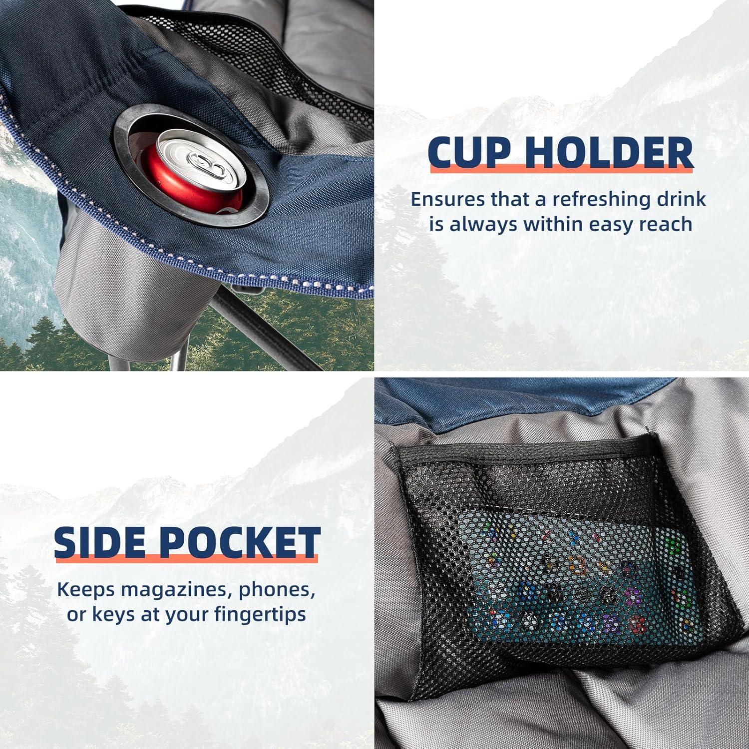 Silla de Camping Tisetrail XL Acolchada Azul y Gris 181kg