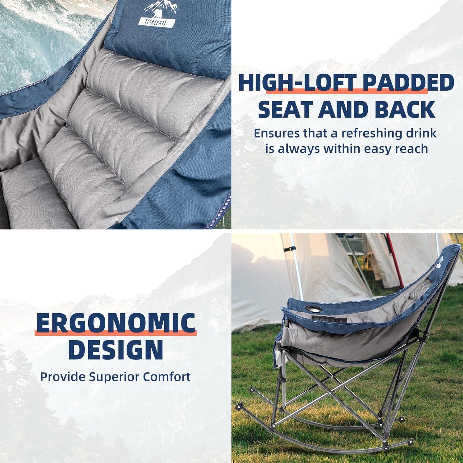 Silla de Camping Tisetrail XL Acolchada Azul y Gris 181kg