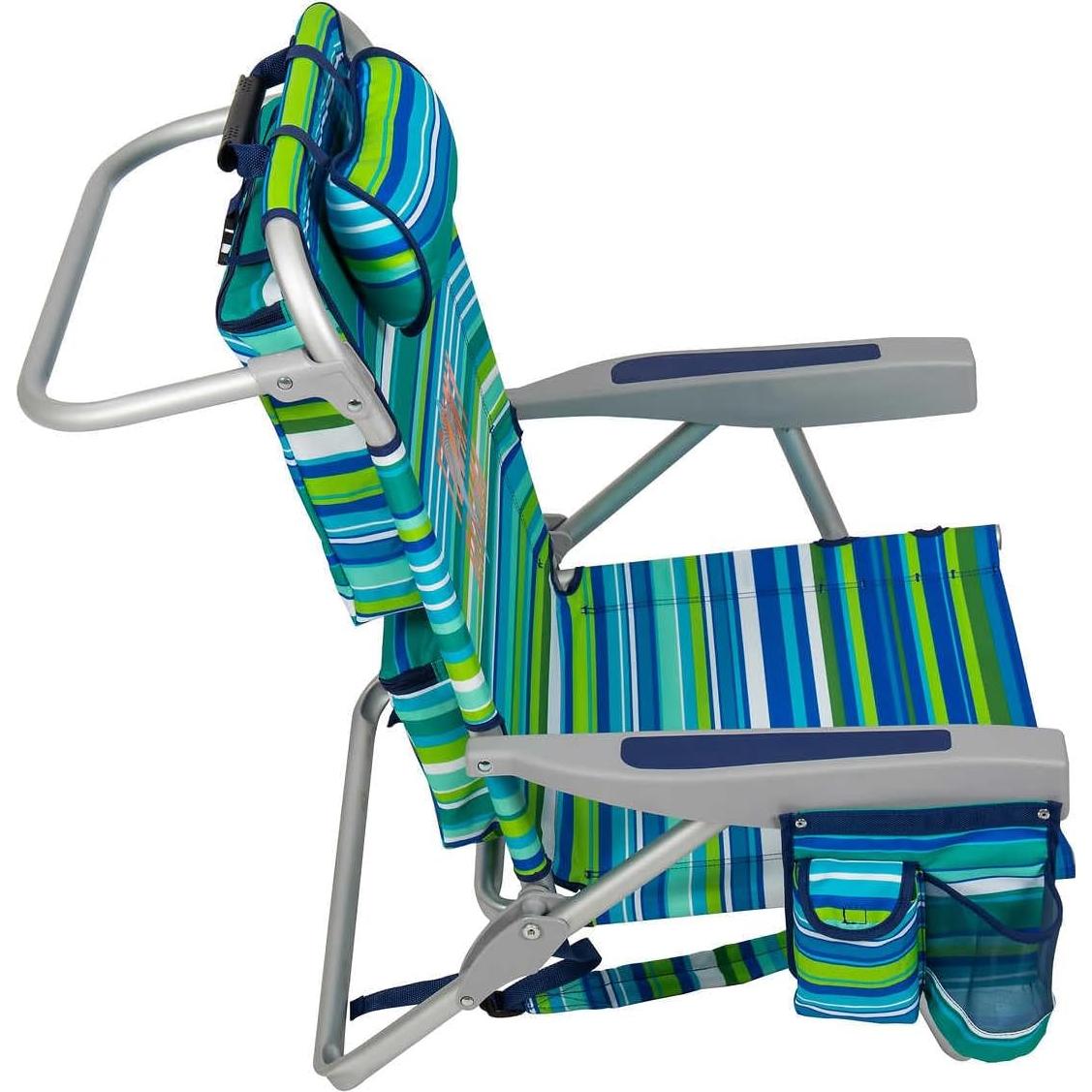 Beach Backpack Chair - Insulated Cooler Pouch - 5 Positions - 2024 Green Edition - New with Storage Pouch and Towel Bar - Enjoy Life in Paradise with The Best Chair