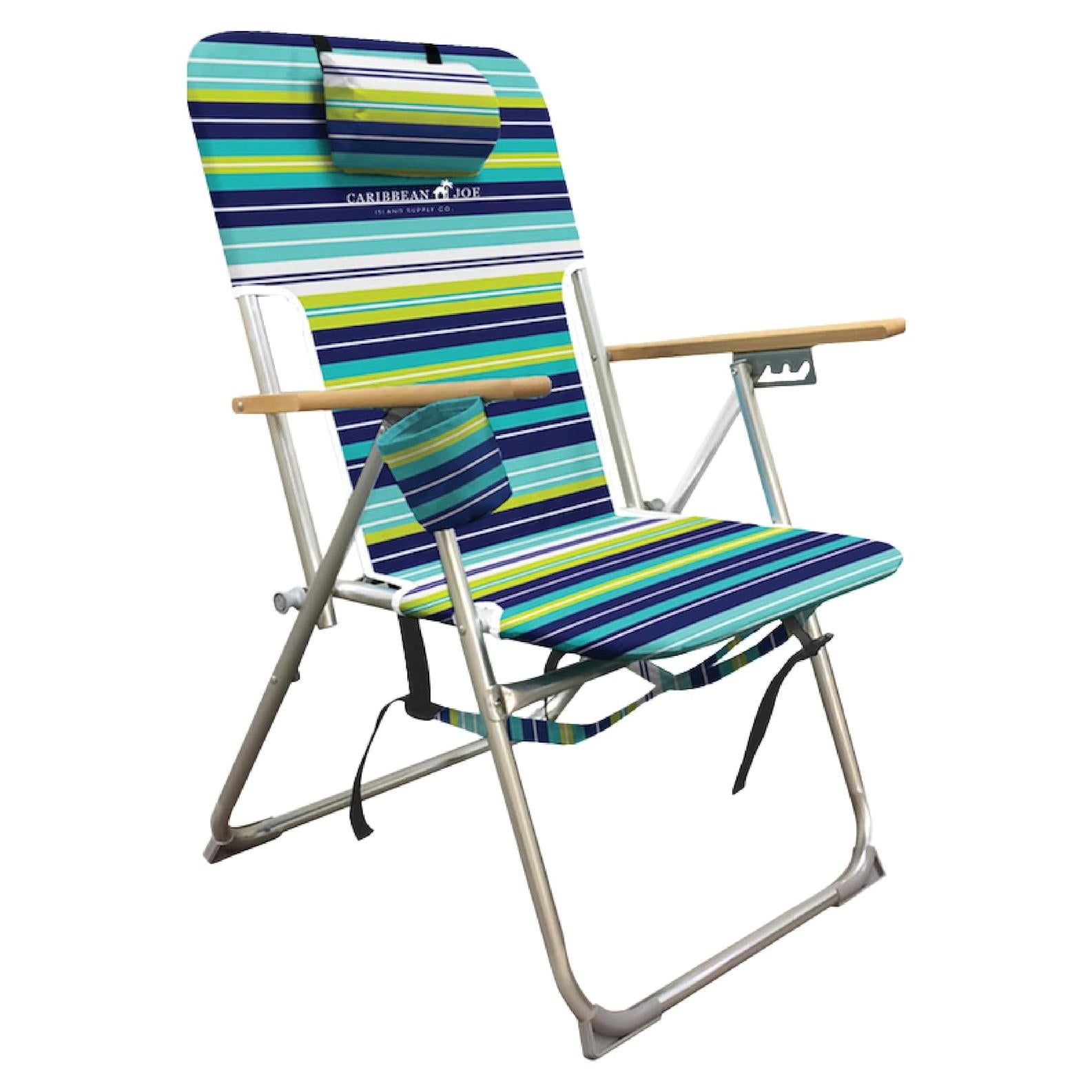 Silla de Playa Plegable Caribbean Joe Azul y Lima 4 Posiciones