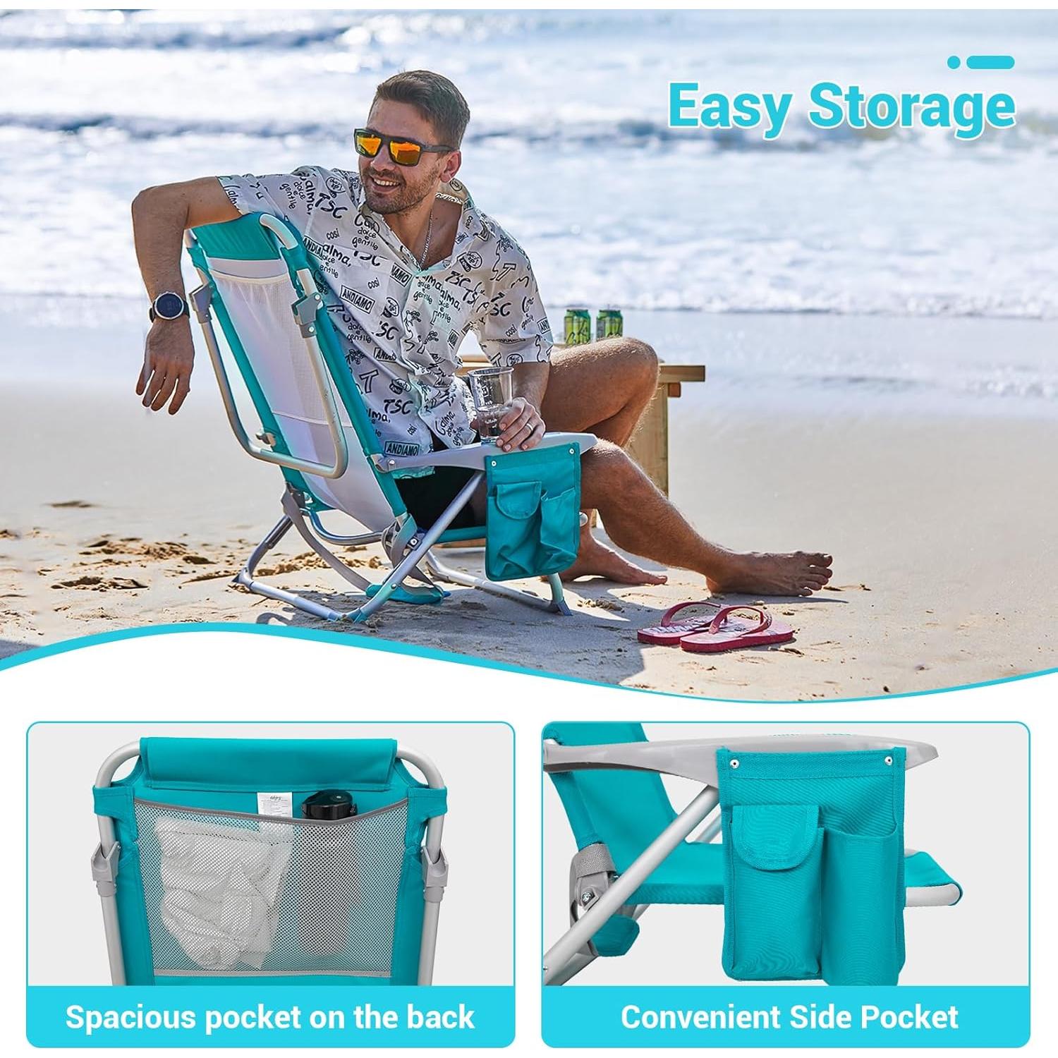 Silla de Playa Plegable WEJOY BC 4 Posiciones 120kg Cian