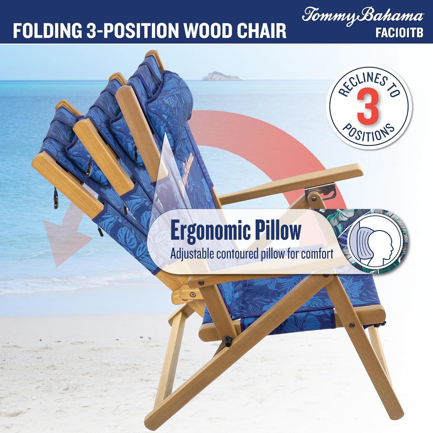 Silla de Playa Plegable Tommy Bahama 3 Posiciones Azul