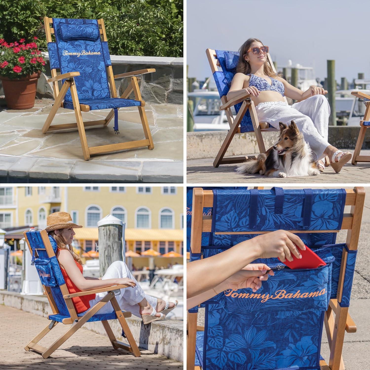 Silla de Playa Plegable Tommy Bahama 3 Posiciones Azul