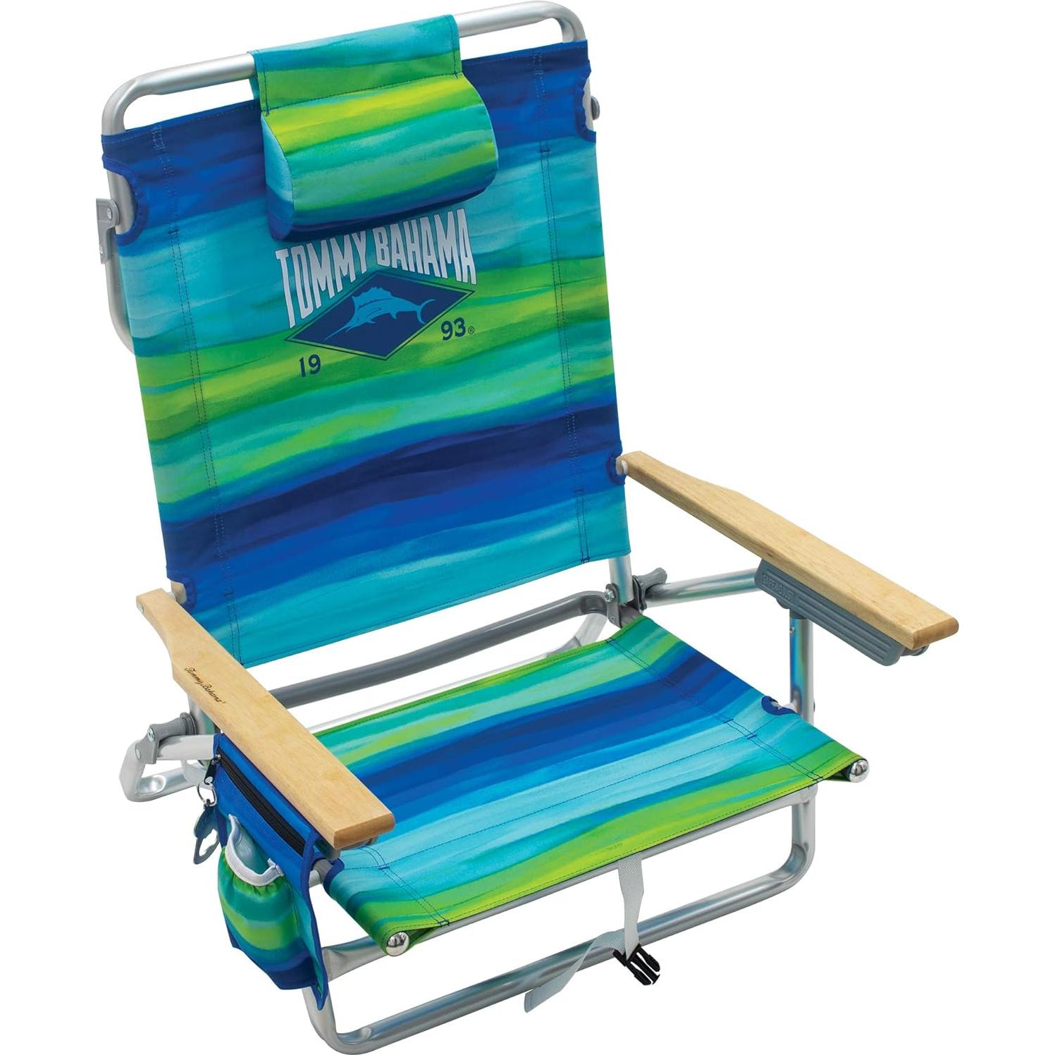Silla de Playa Mochila Tommy Bahama 5 Posiciones + Sombrilla 1.83m