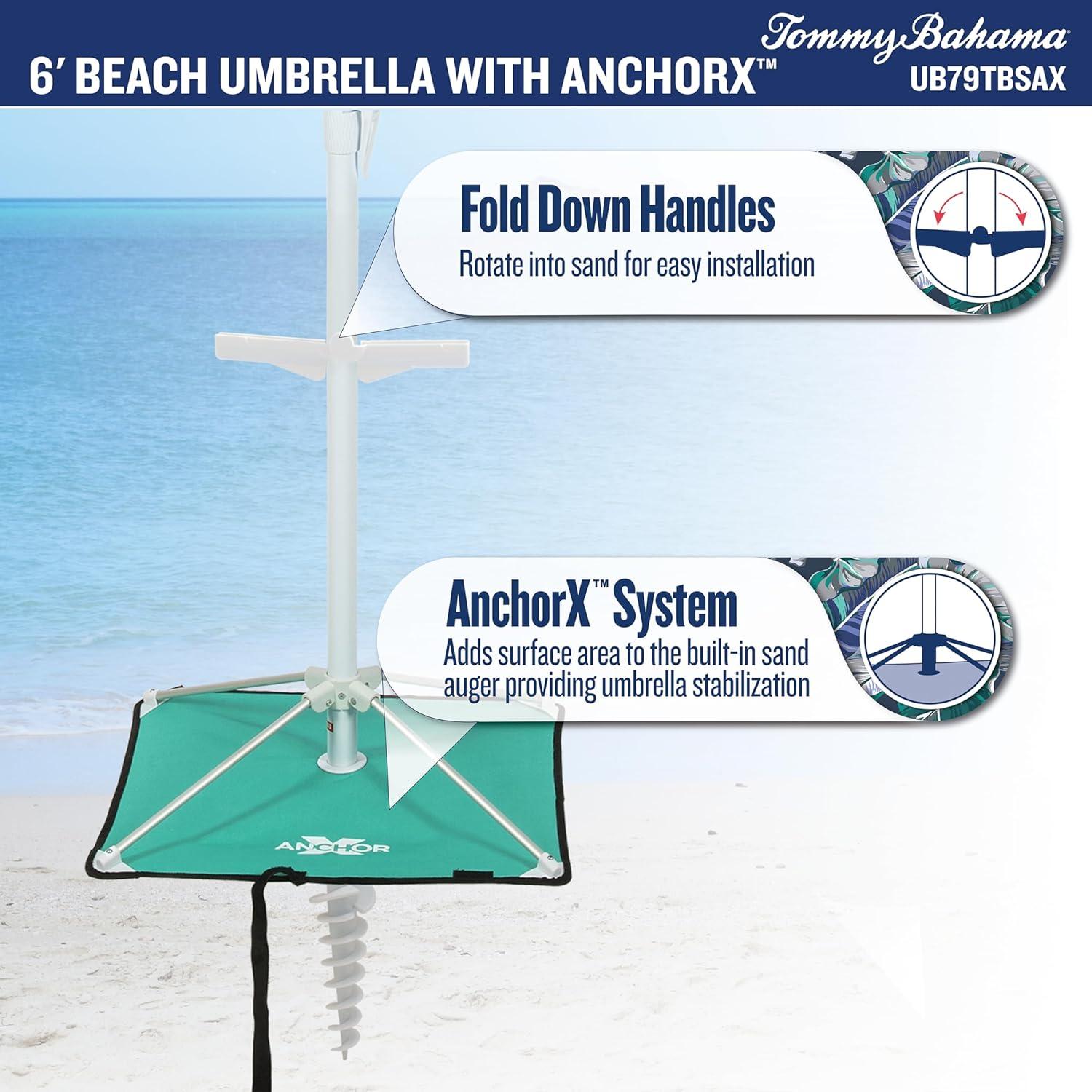 Silla de Playa Mochila Tommy Bahama 5 Posiciones + Sombrilla 1.83m