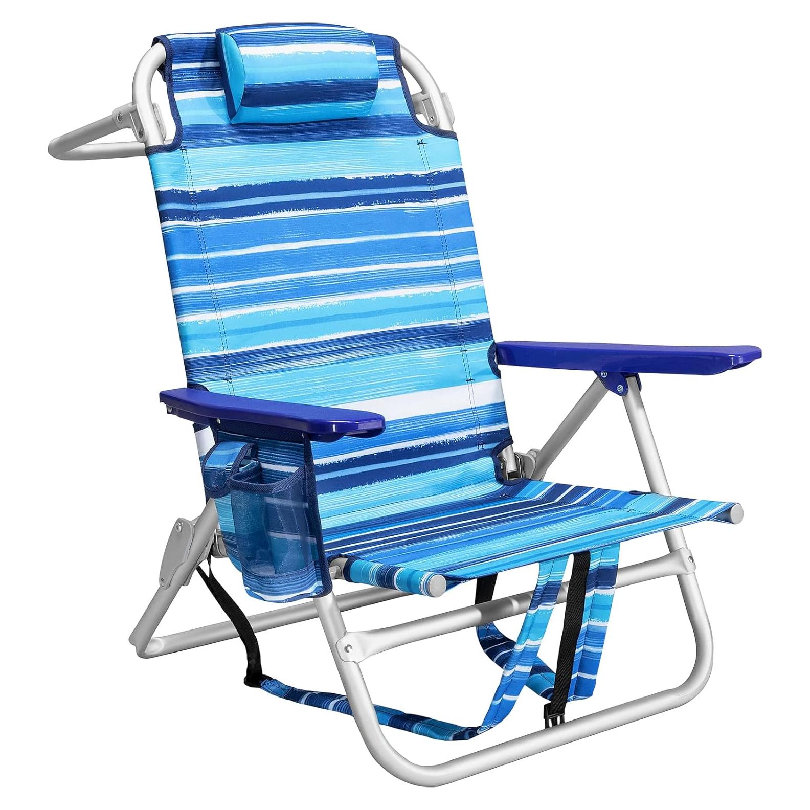 Silla de Playa Plegable LEMBRI Azul con Respaldo Ajustable