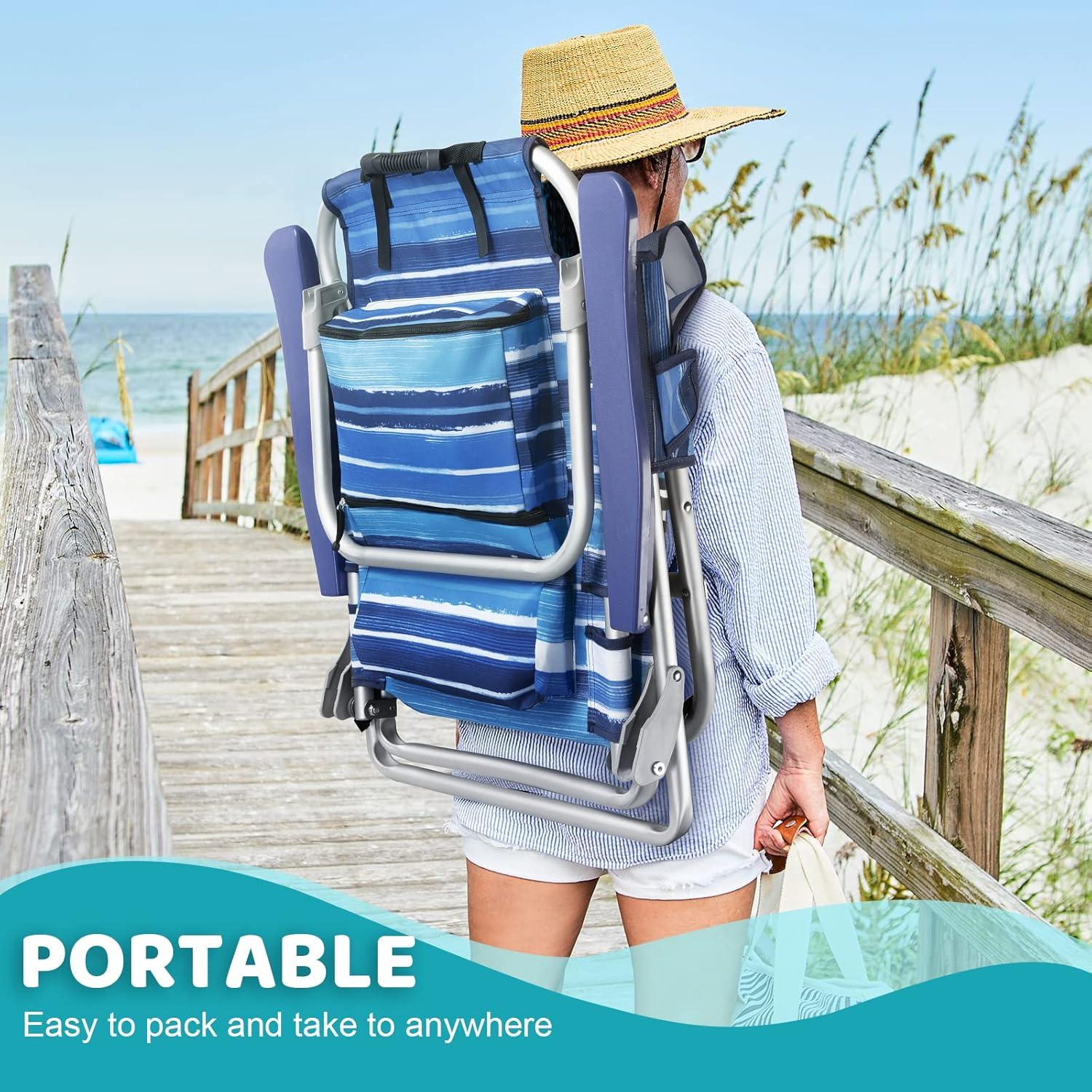 Silla de Playa Plegable LEMBRI Azul con Respaldo Ajustable