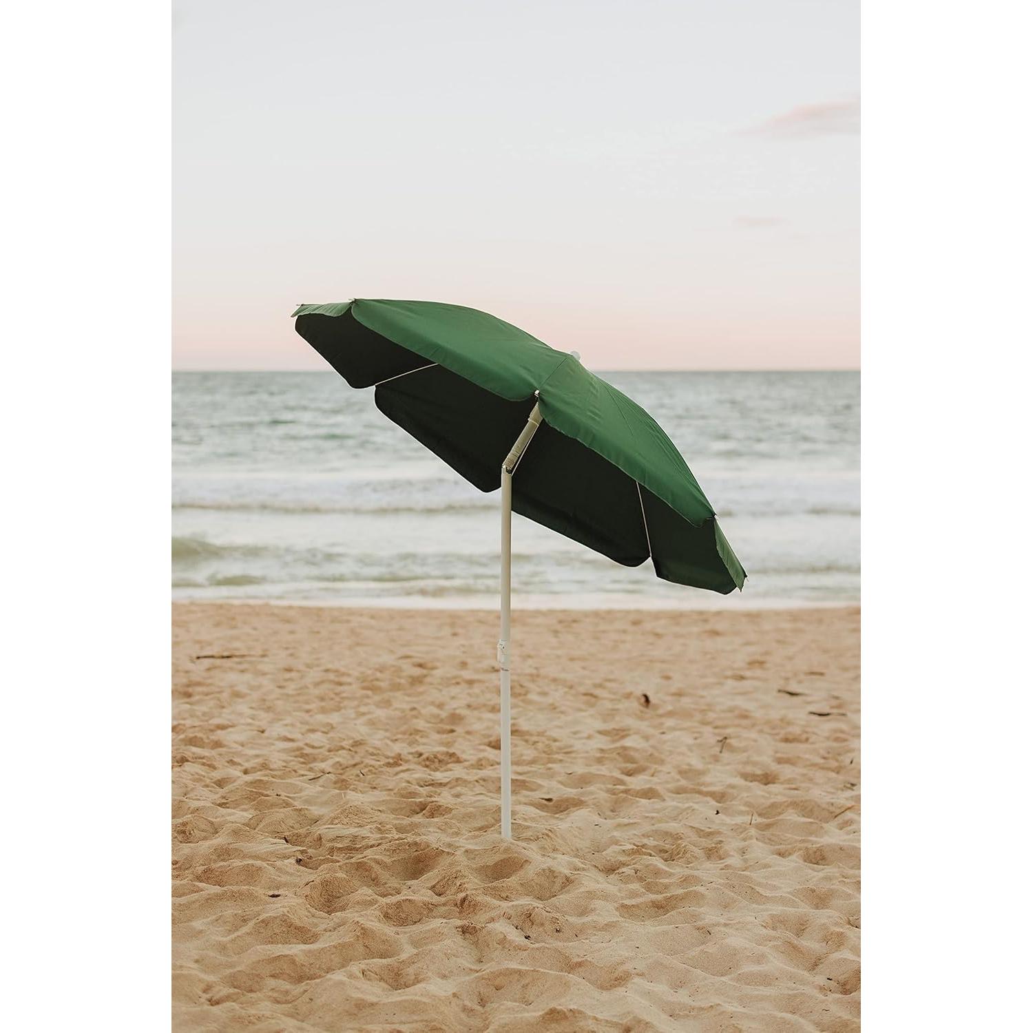 ONIVA - a Picnic Time Brand Outdoor Canopy Sunshade Beach Umbrella 5.5' - Small Patio Umbrella - Beach Chair Umbrella, (Hunter Green)