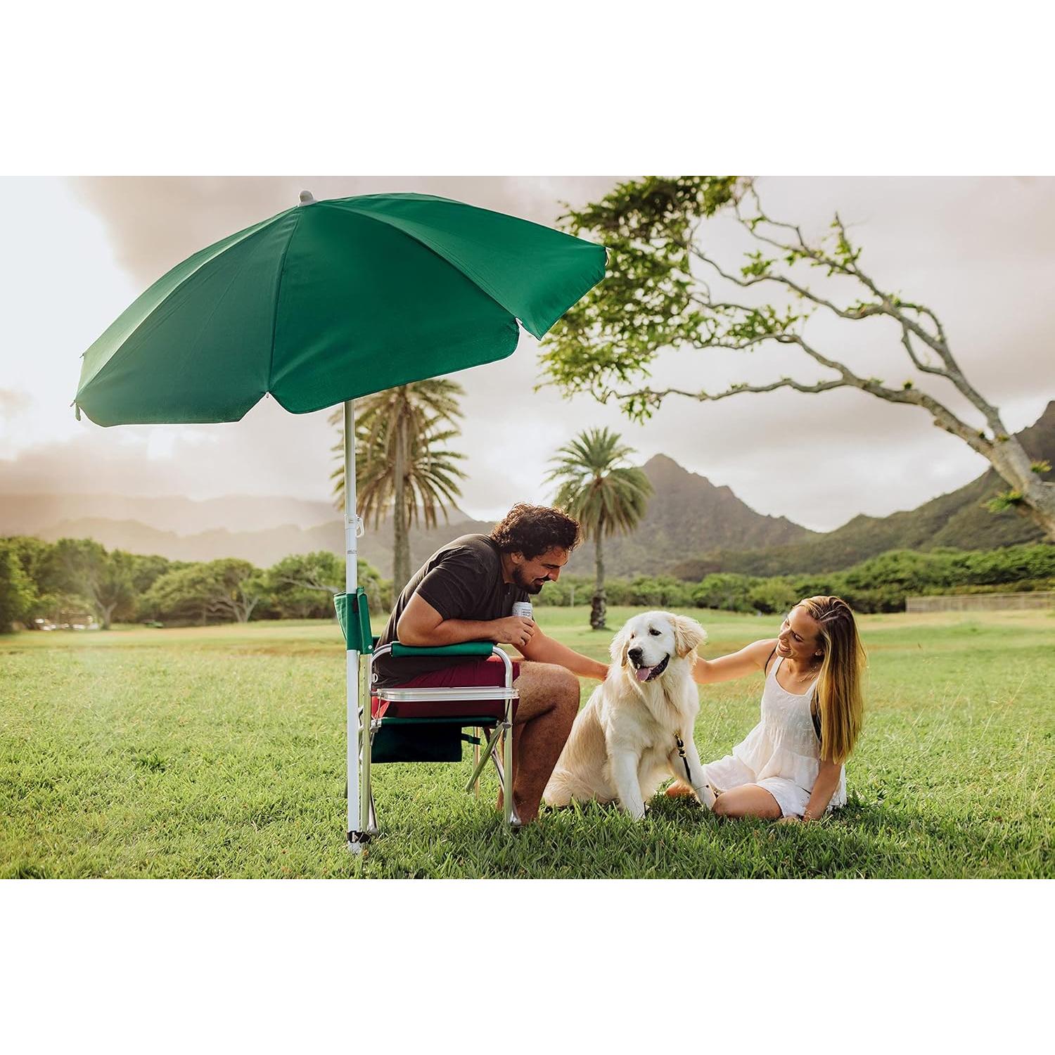 ONIVA - a Picnic Time Brand Outdoor Canopy Sunshade Beach Umbrella 5.5' - Small Patio Umbrella - Beach Chair Umbrella, (Hunter Green)