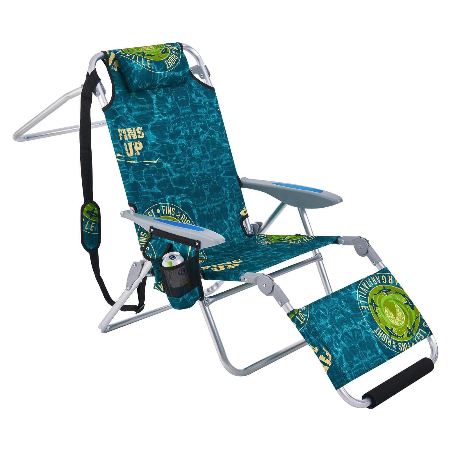 Silla de Playa Plegable Canpsky 2024 Verde Geométrico 4 Posiciones