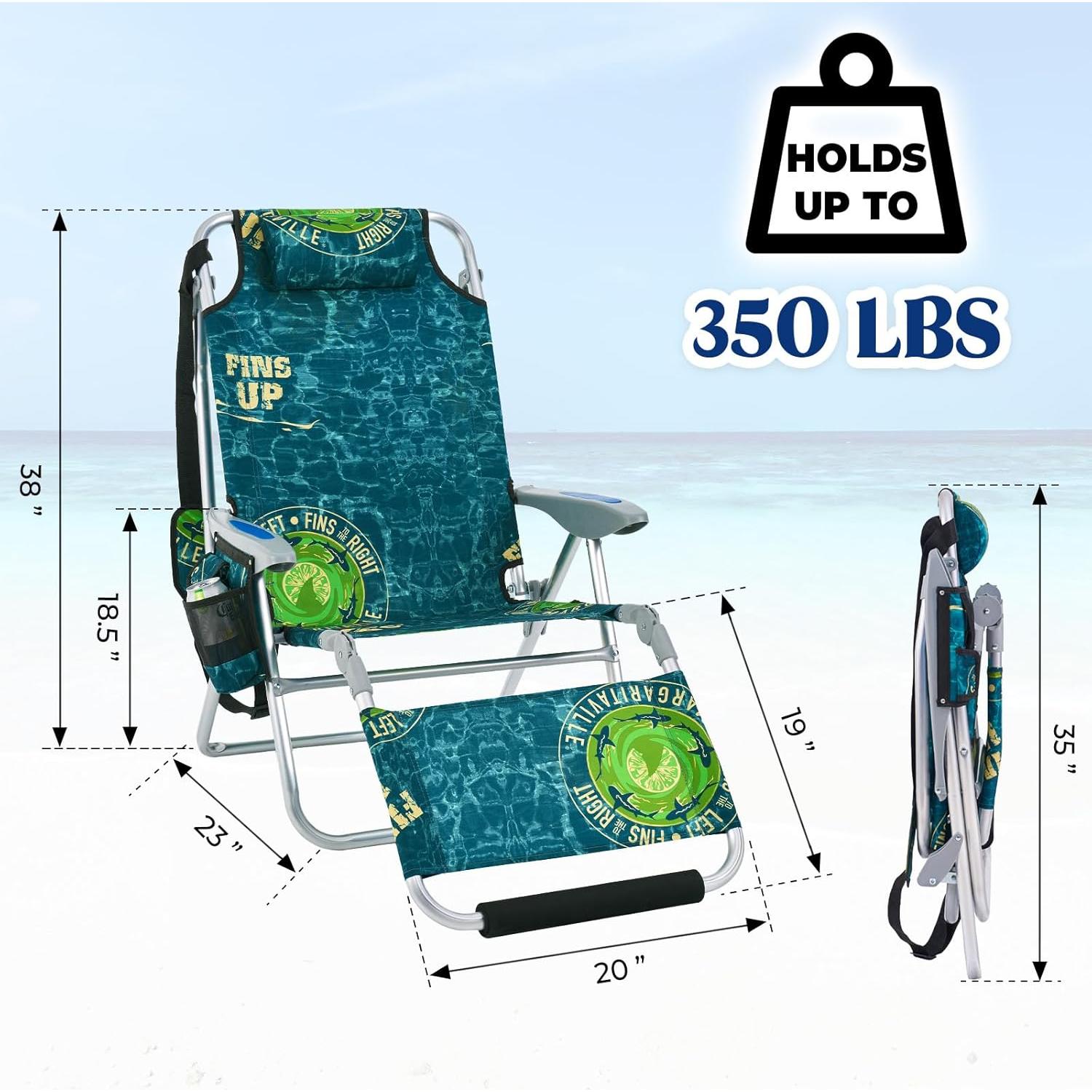 Silla de Playa Plegable Canpsky 2024 Verde Geométrico 4 Posiciones