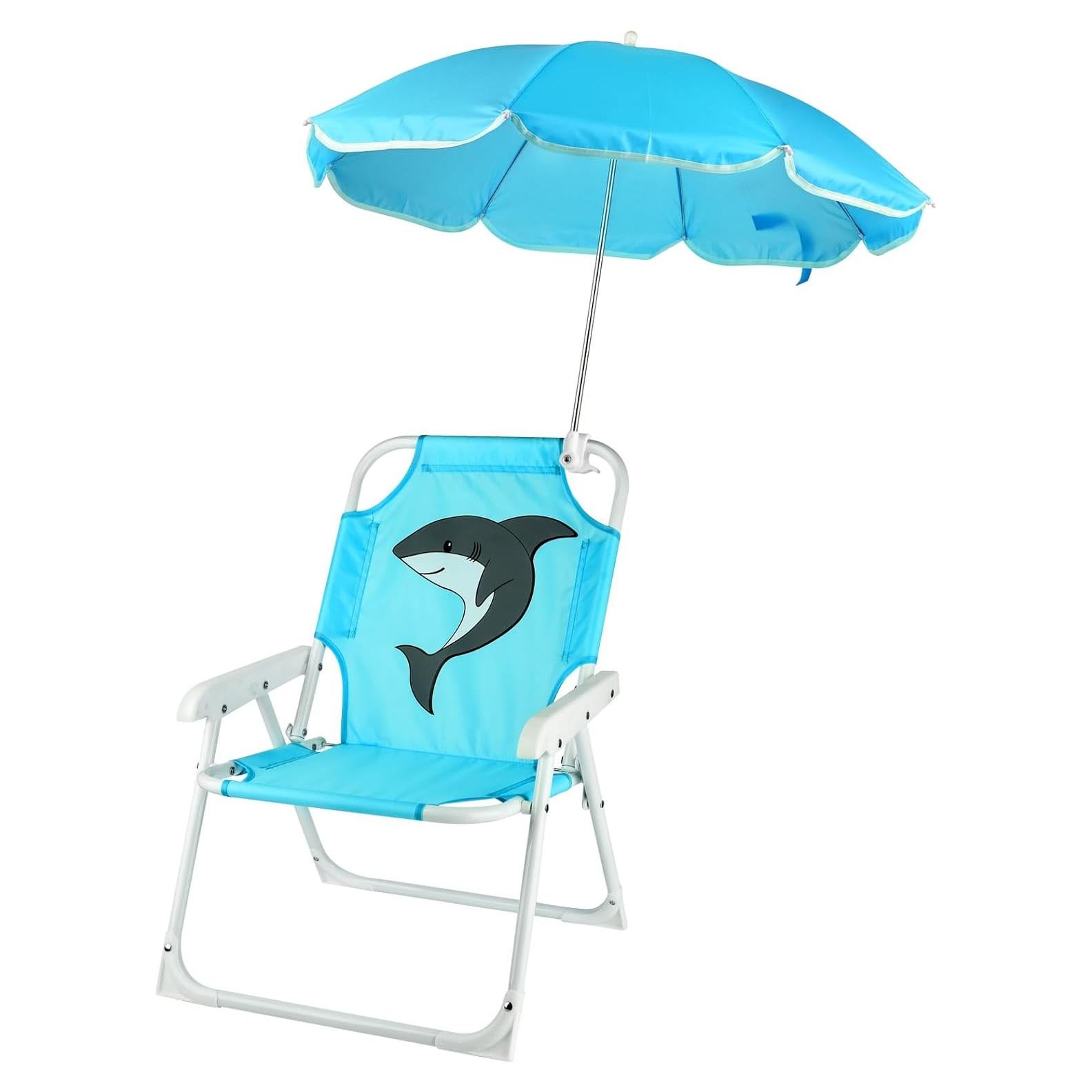 Silla de Playa Plegable para Niños PLULON con Paraguas Azul