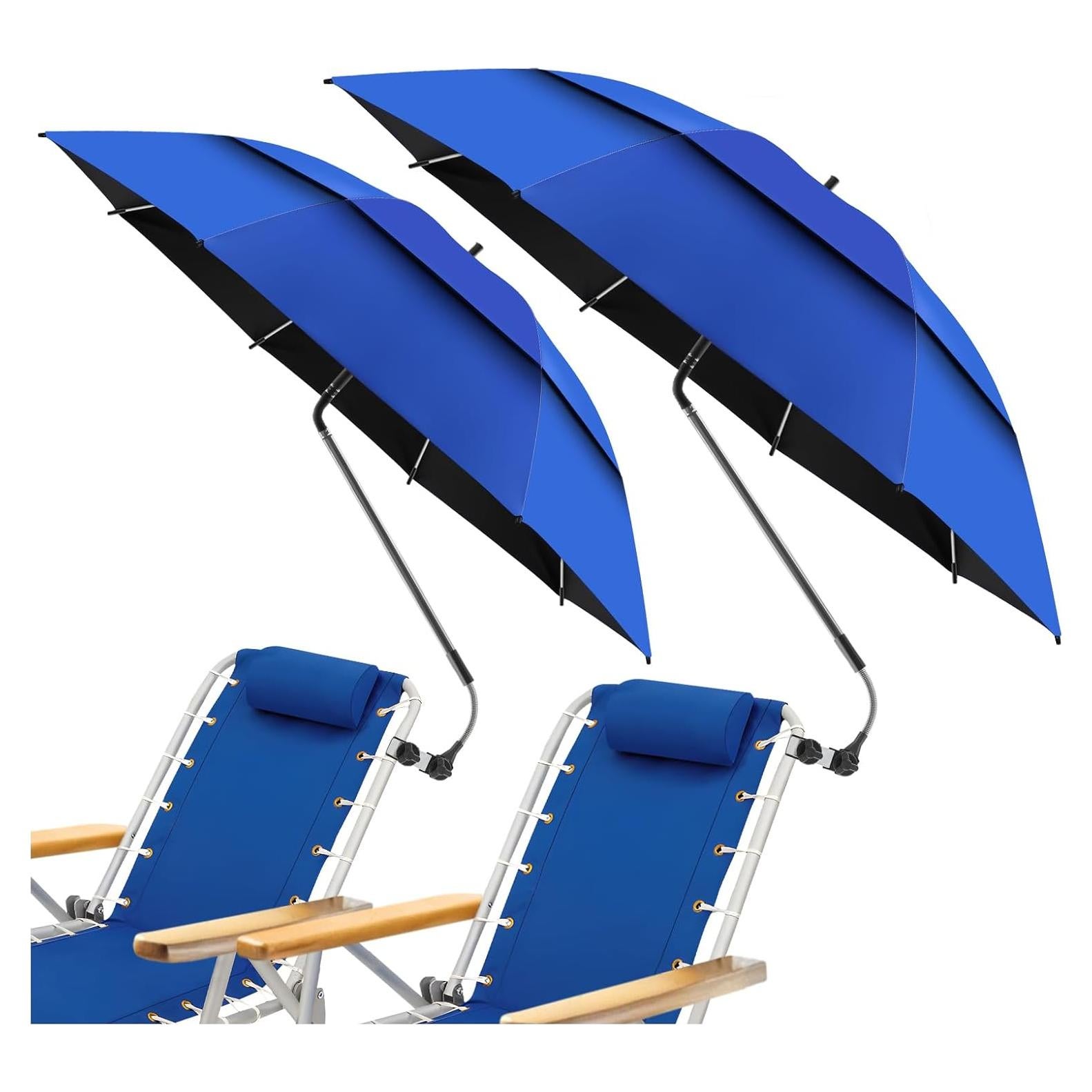Paquete de 2 Sombrillas de Playa UPF50+ con Abrazadera Azul
