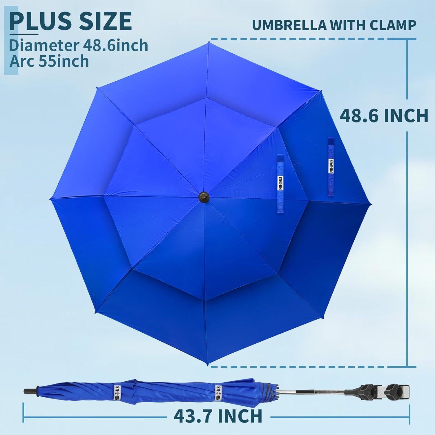 Paquete de 2 Sombrillas de Playa UPF50+ con Abrazadera Azul