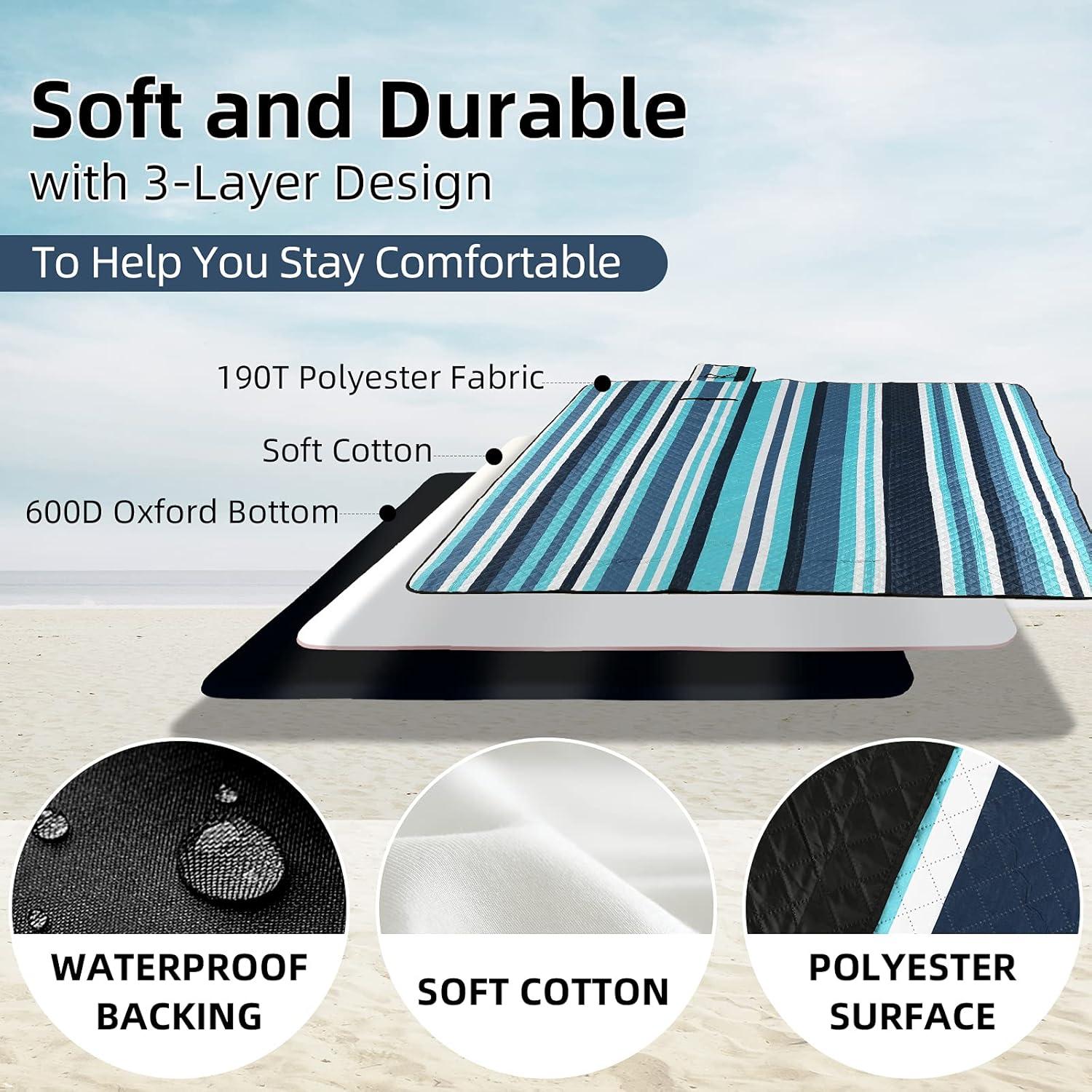 Manta de Picnic ZAZE XL 203x203cm Impermeable y Lavable