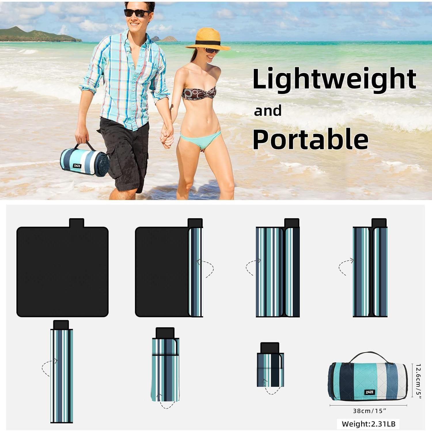 Manta de Picnic ZAZE XL 203x203cm Impermeable y Lavable