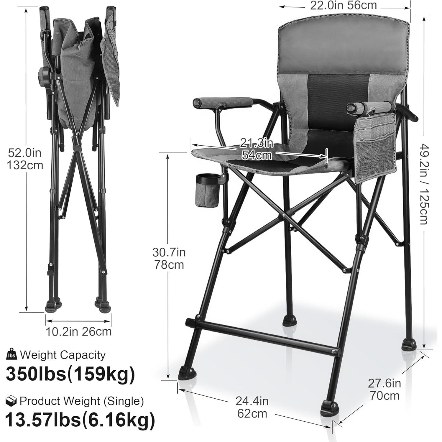 Silla de Camping Alta LANMOUNTAIN Plegable Soporta 158 kg