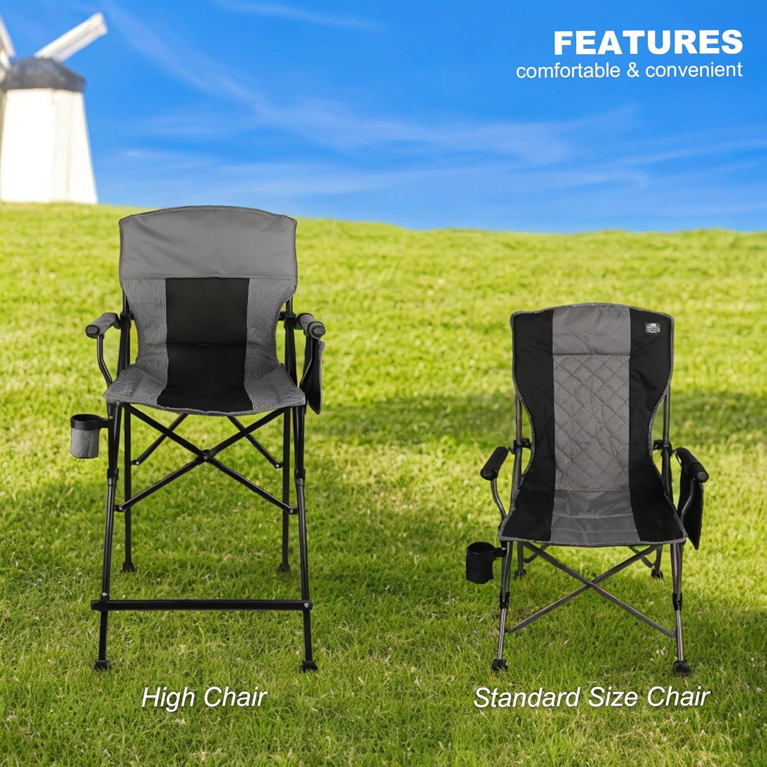 Silla de Camping Alta LANMOUNTAIN Plegable Soporta 158 kg