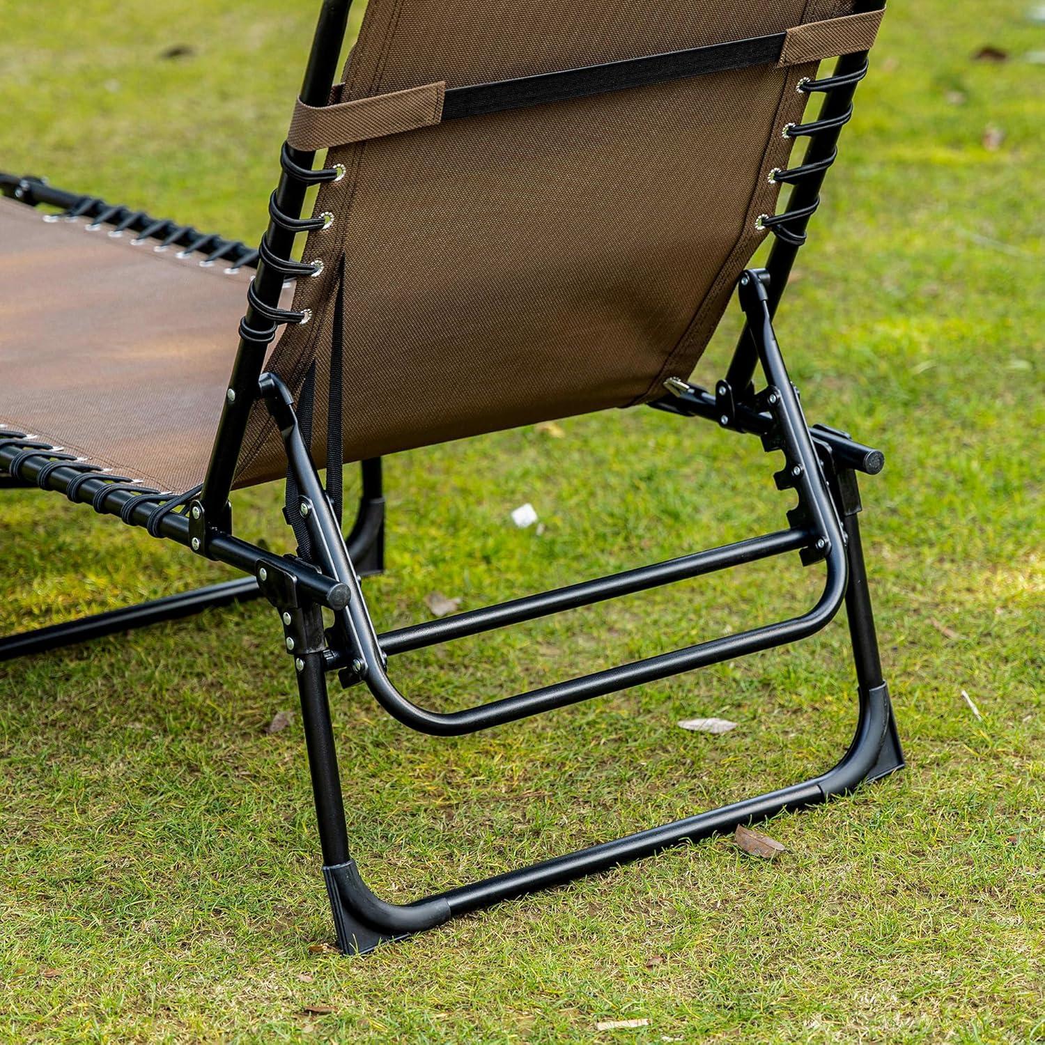 Silla Reclinable Exterior Outsunny Plegable 5 Posiciones Marrón