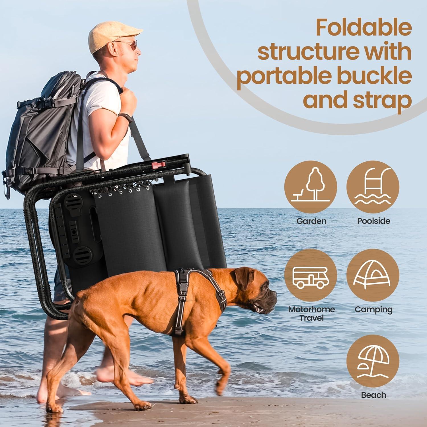 Sillas de Lounge Plegables Yaheetech Gravedad Cero con Cojines - Juego de 2