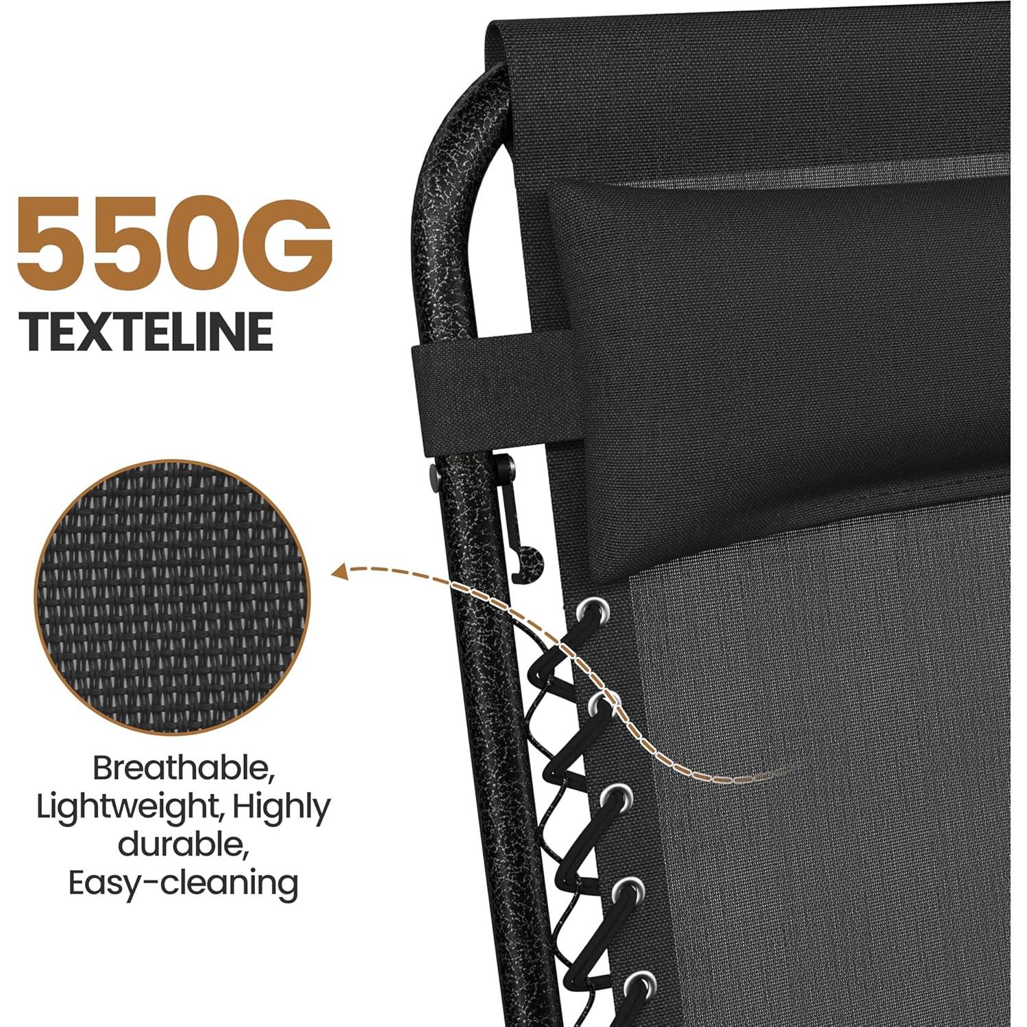 Sillas de Lounge Plegables Yaheetech Gravedad Cero con Cojines - Juego de 2