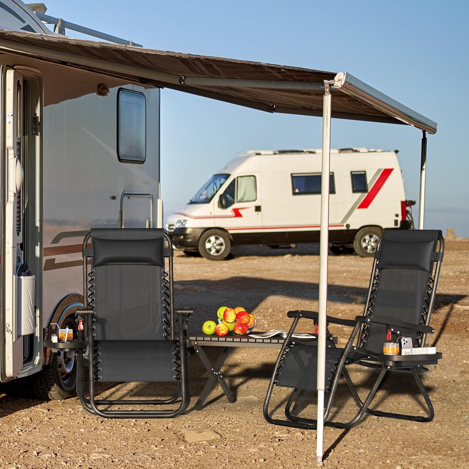 Sillas de Lounge Plegables Yaheetech Gravedad Cero con Cojines - Juego de 2