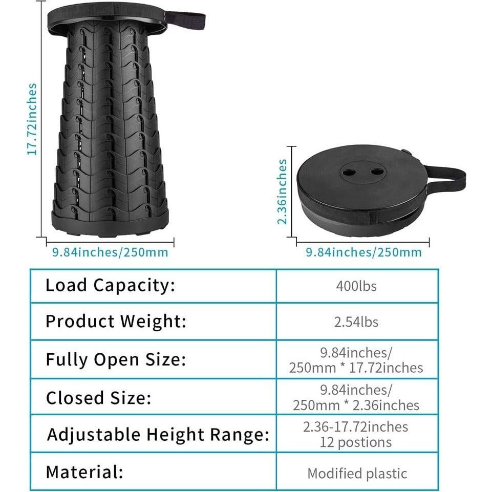 Taburete Plegable Boreeman Telescópico 181kg Negro