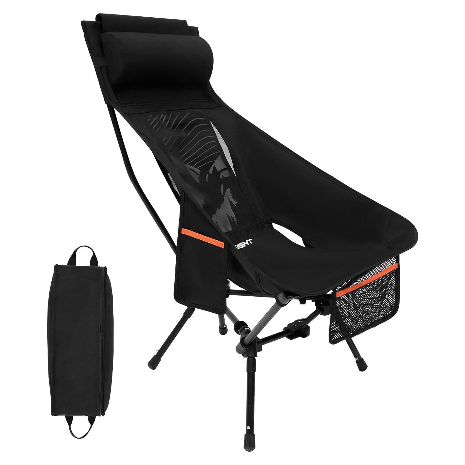 Silla de Camping NOVSIGHT Plegable Naranja con Reposacabezas