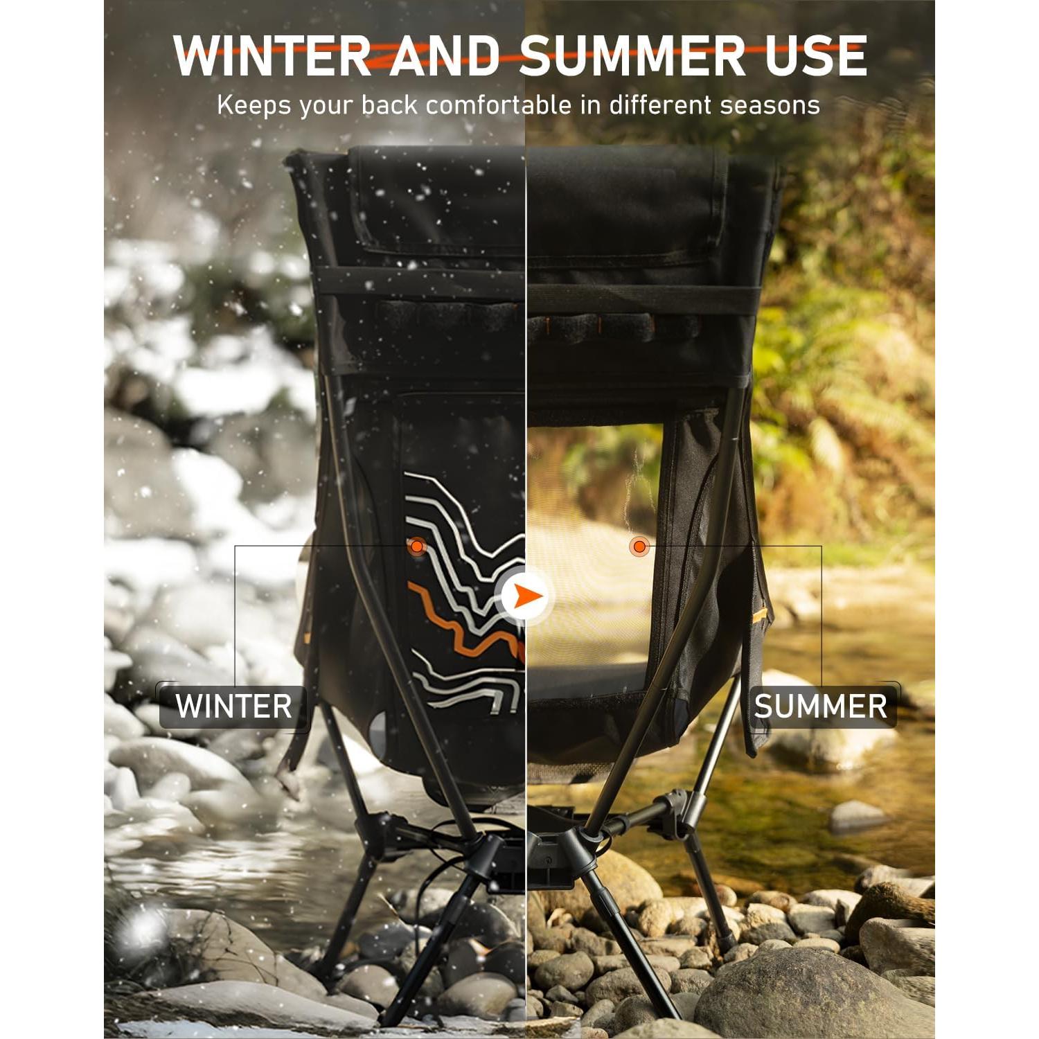 Silla de Camping NOVSIGHT Plegable Naranja con Reposacabezas