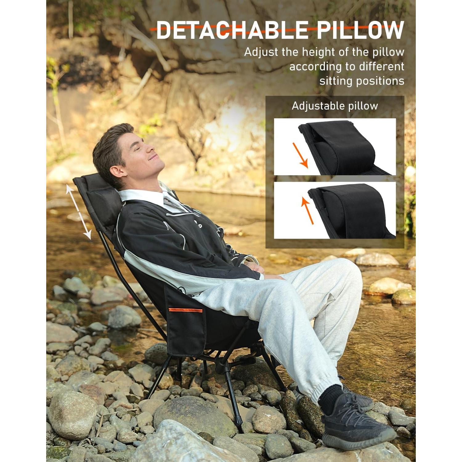 Silla de Camping NOVSIGHT Plegable Naranja con Reposacabezas