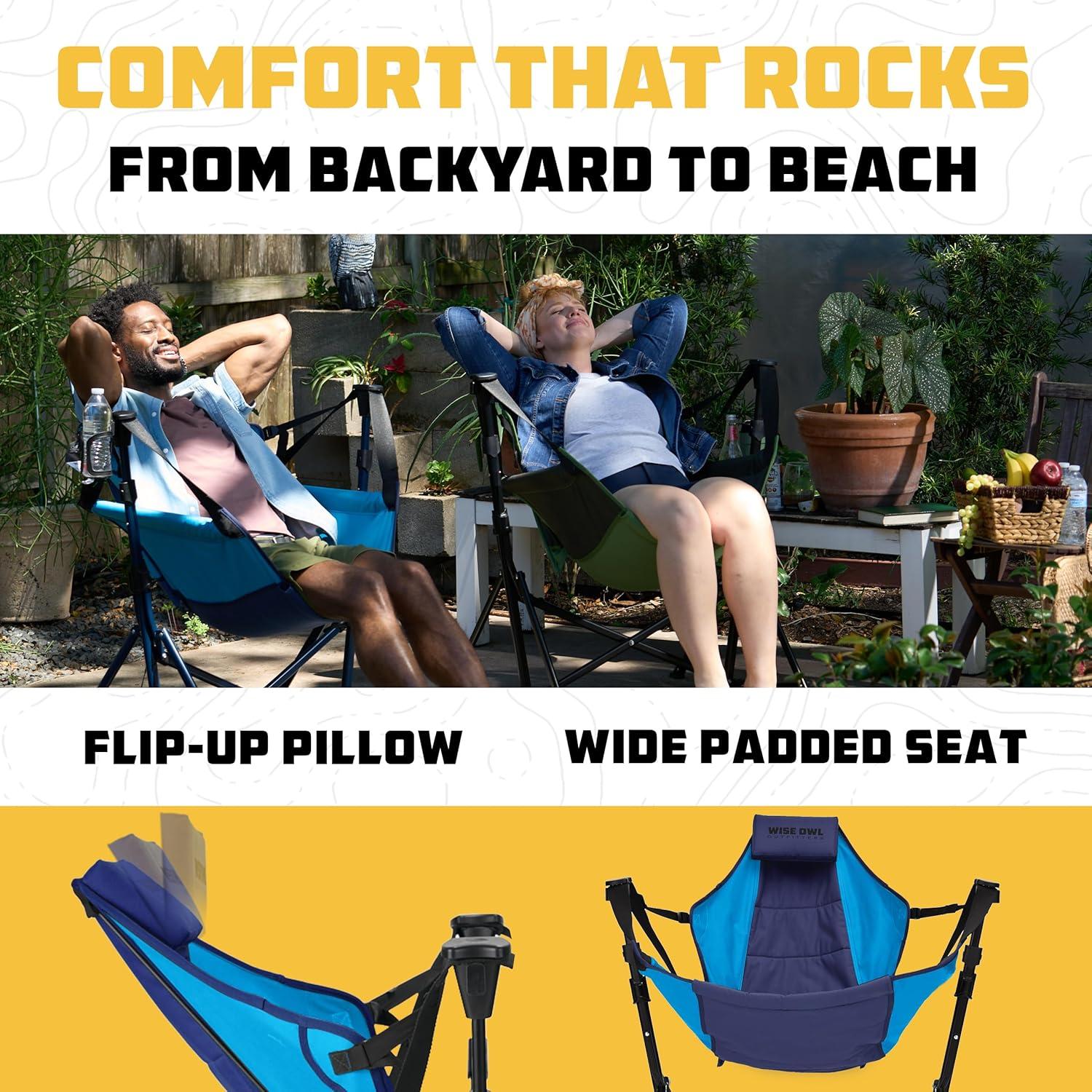 Silla Hamaca Plegable Wise Owl Outfitters Azul 136 kg