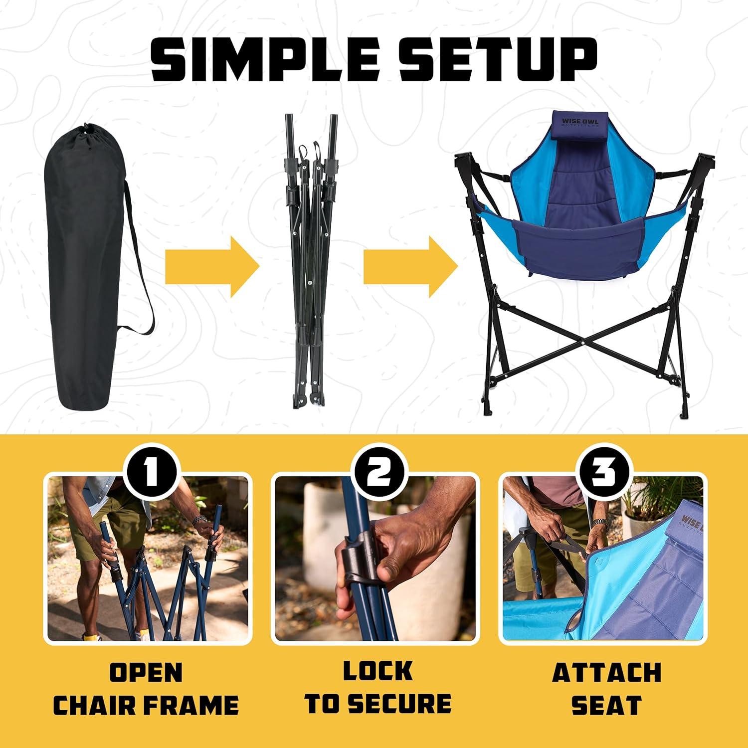 Silla Hamaca Plegable Wise Owl Outfitters Azul 136 kg