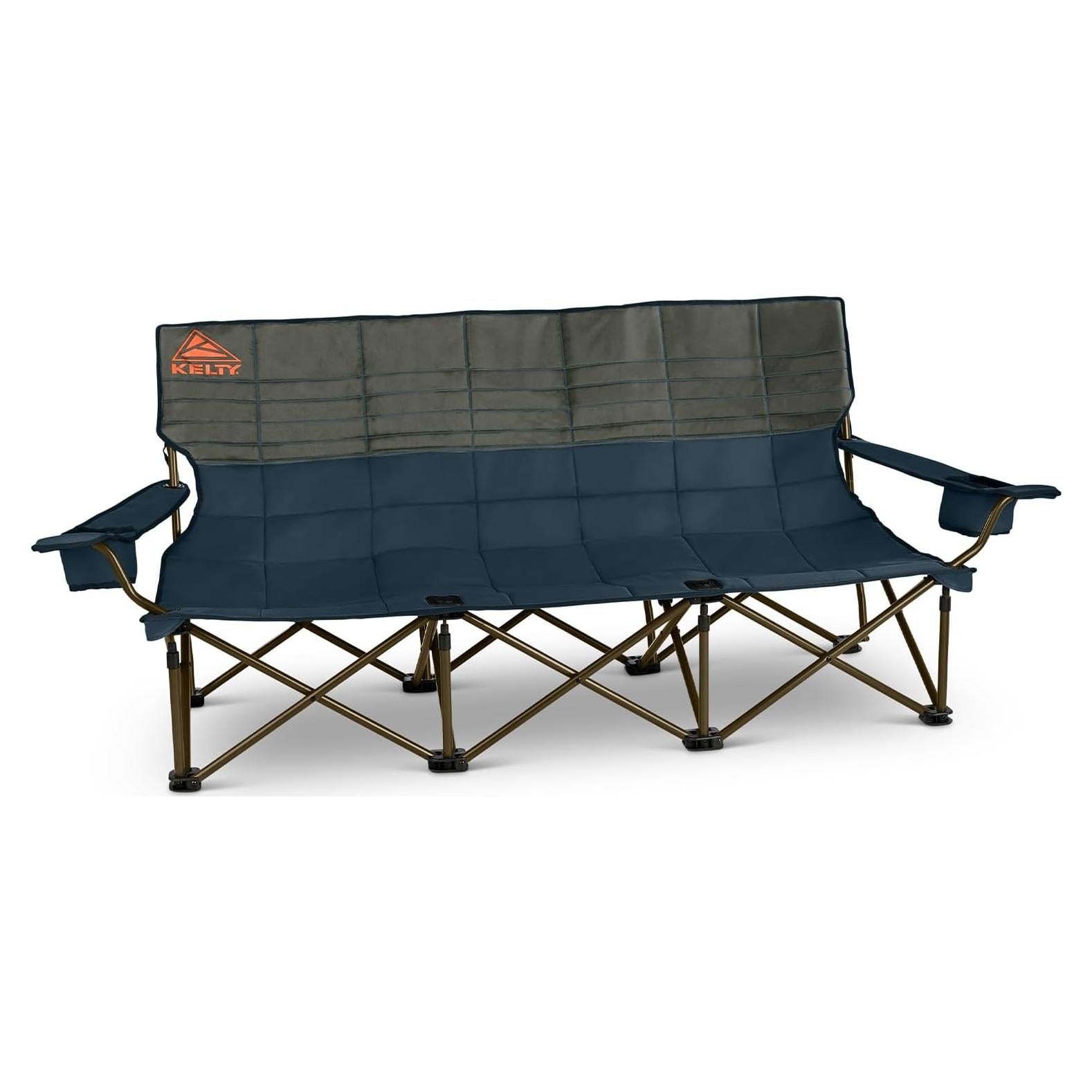 Kelty Lowdown Couch - 3 Person Capacity Camping Chair, Extra Large and Sturdy Bench for Campsites, Soccer Games, and Backyard Parties (Dark Shadow/Midnight Navy)