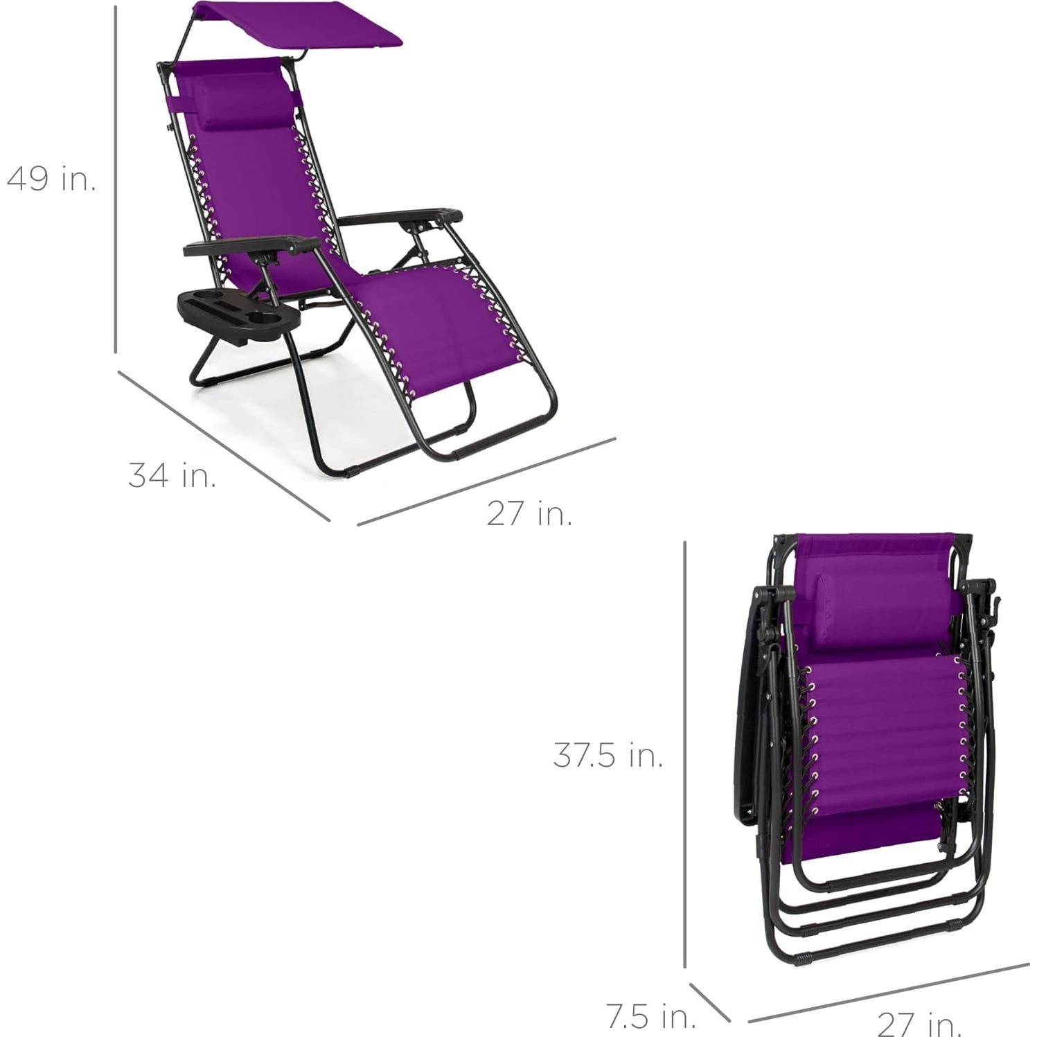 Silla de Patio Reclinable Mejor Opción con Sombrilla Púrpura