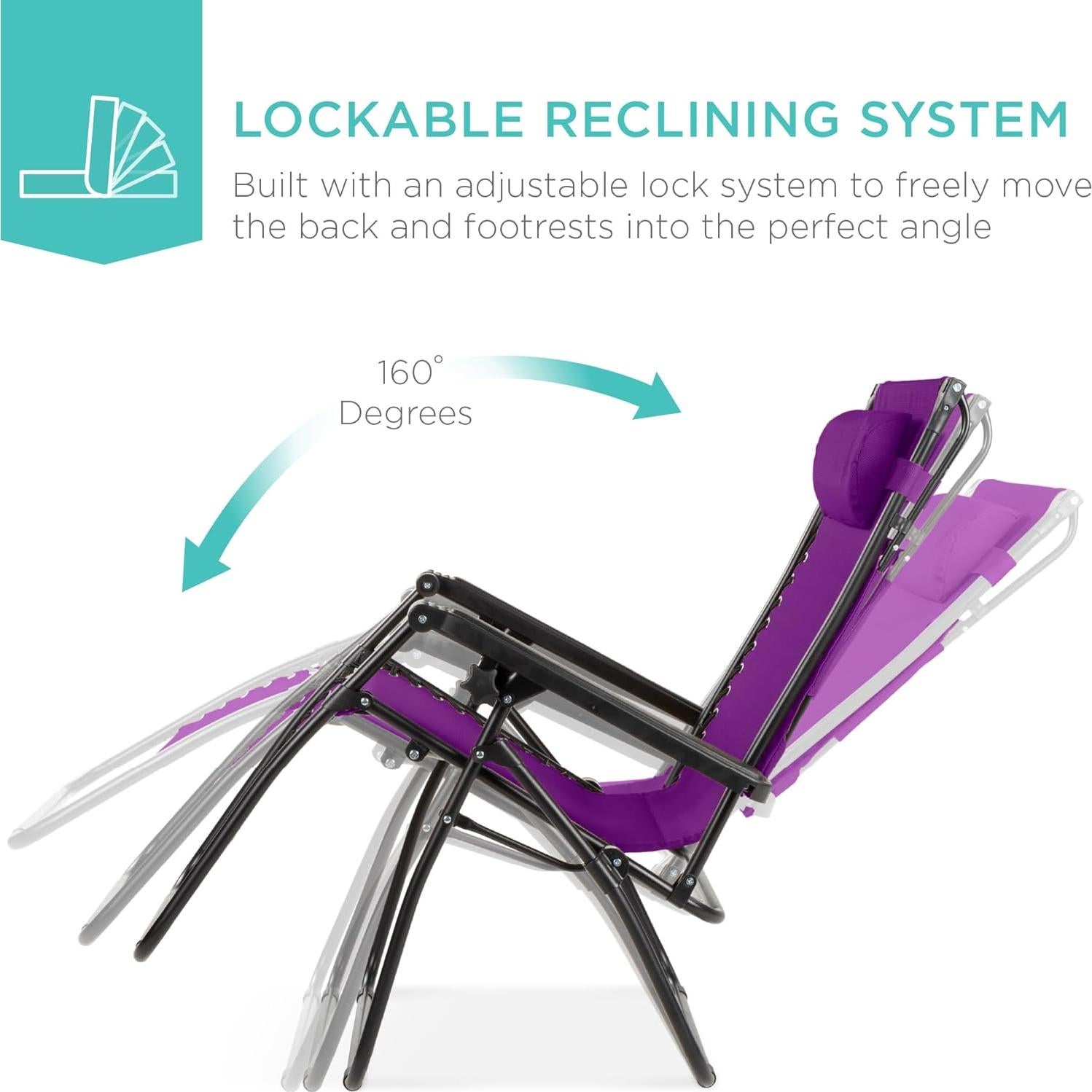 Silla de Patio Reclinable Mejor Opción con Sombrilla Púrpura