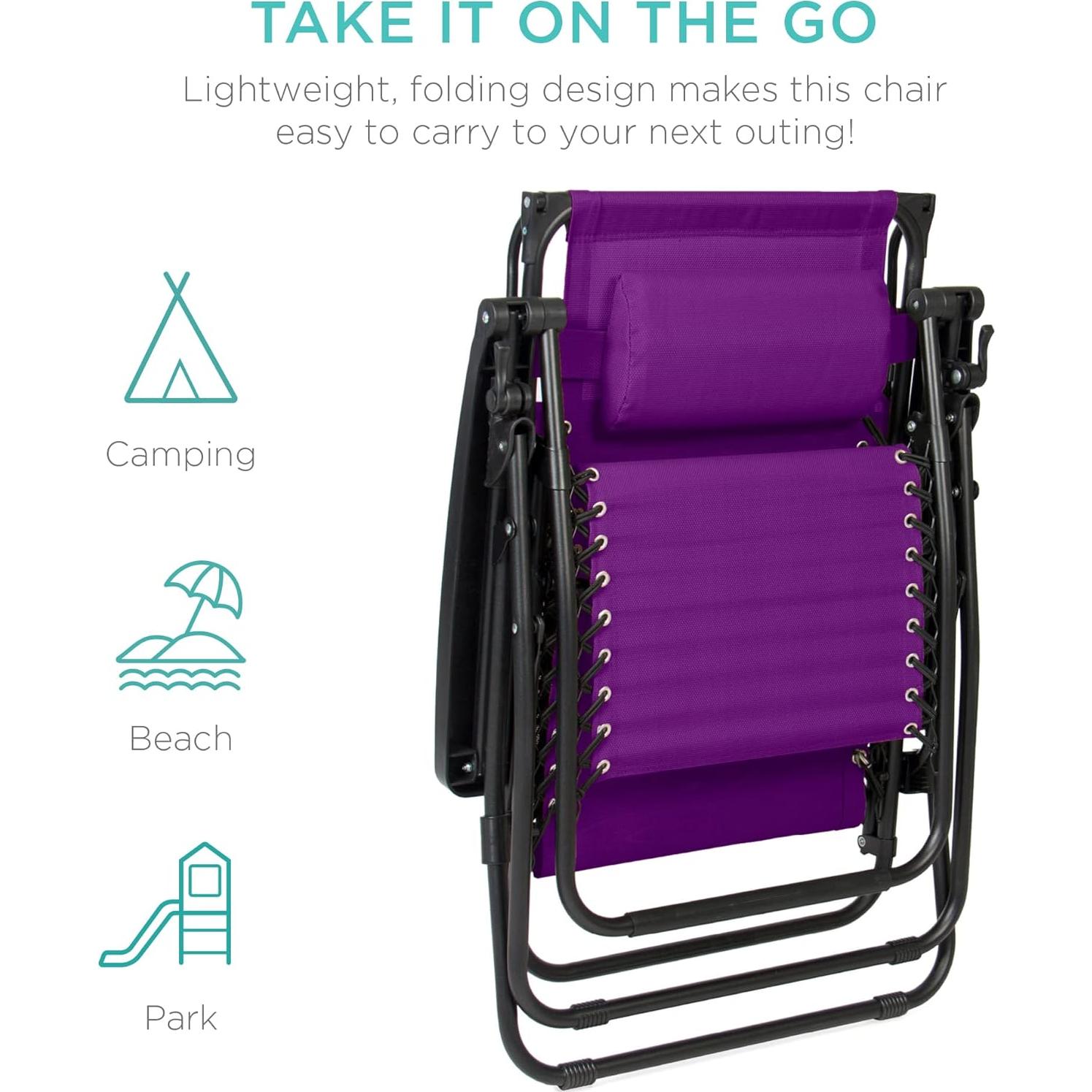 Silla de Patio Reclinable Mejor Opción con Sombrilla Púrpura