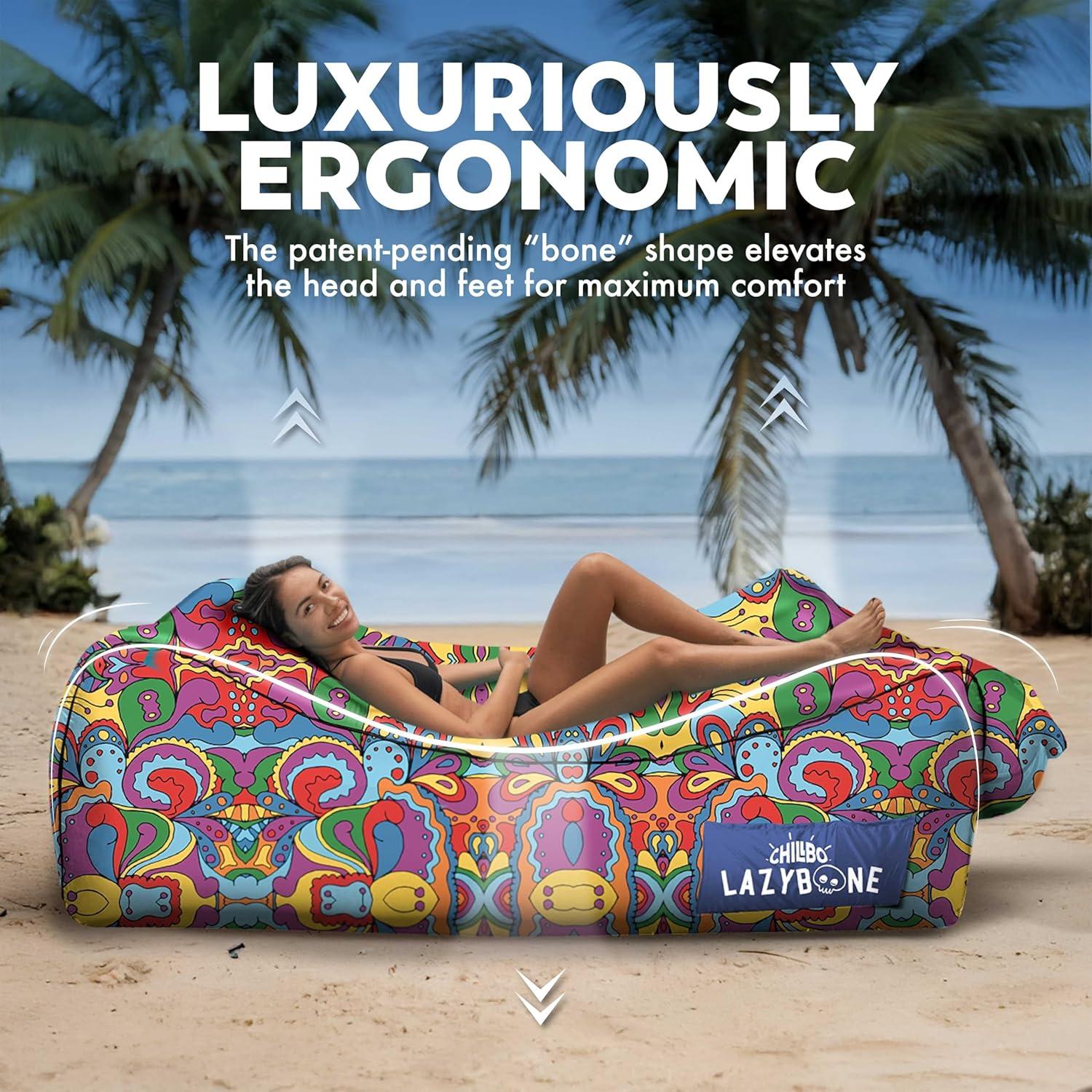 Sofá Inflable Chillbo Flap N Nap - Reposapiés Psicodélico 60s
